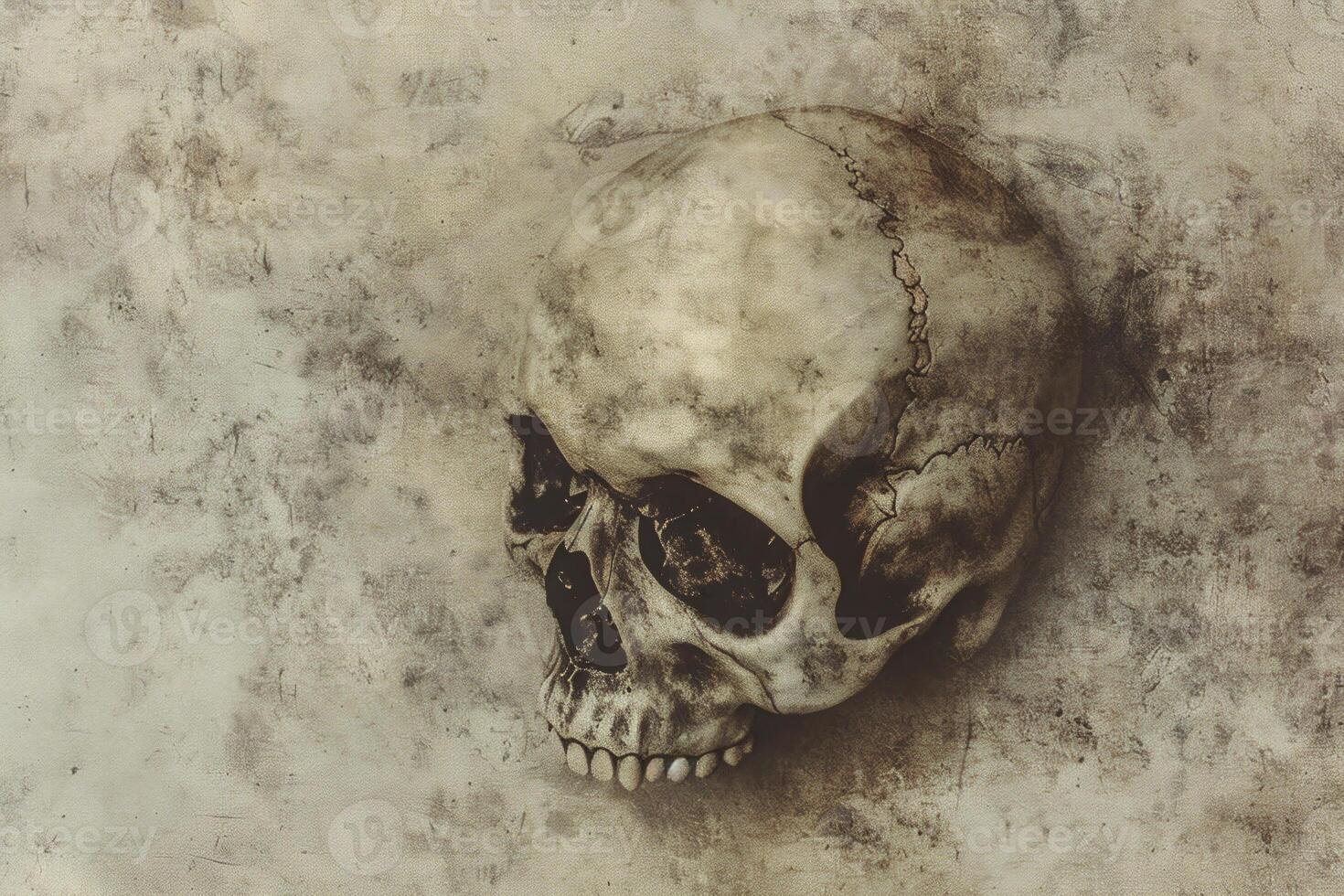 1470x980 Cracked Skull with Webbing Detail on Dark Background