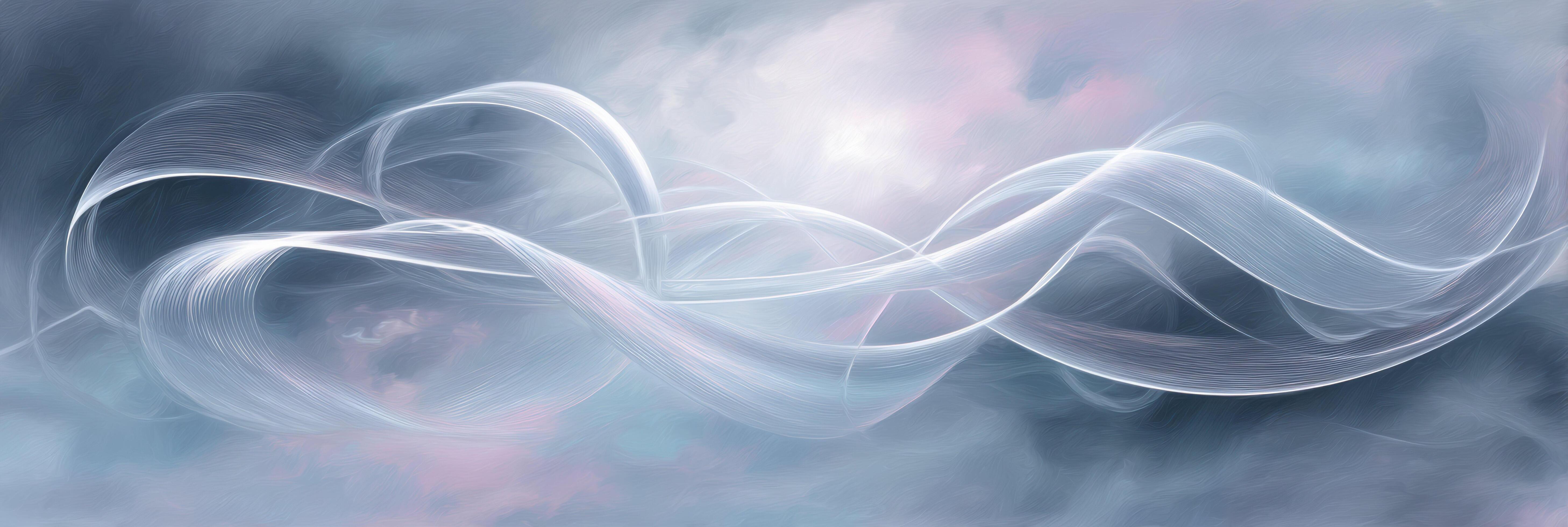 5831x1960 Calm ethereal abstract wallpaper showing gentle flow of blue smoke and mist. soft light background creates serene and peaceful feeling for any digital design
