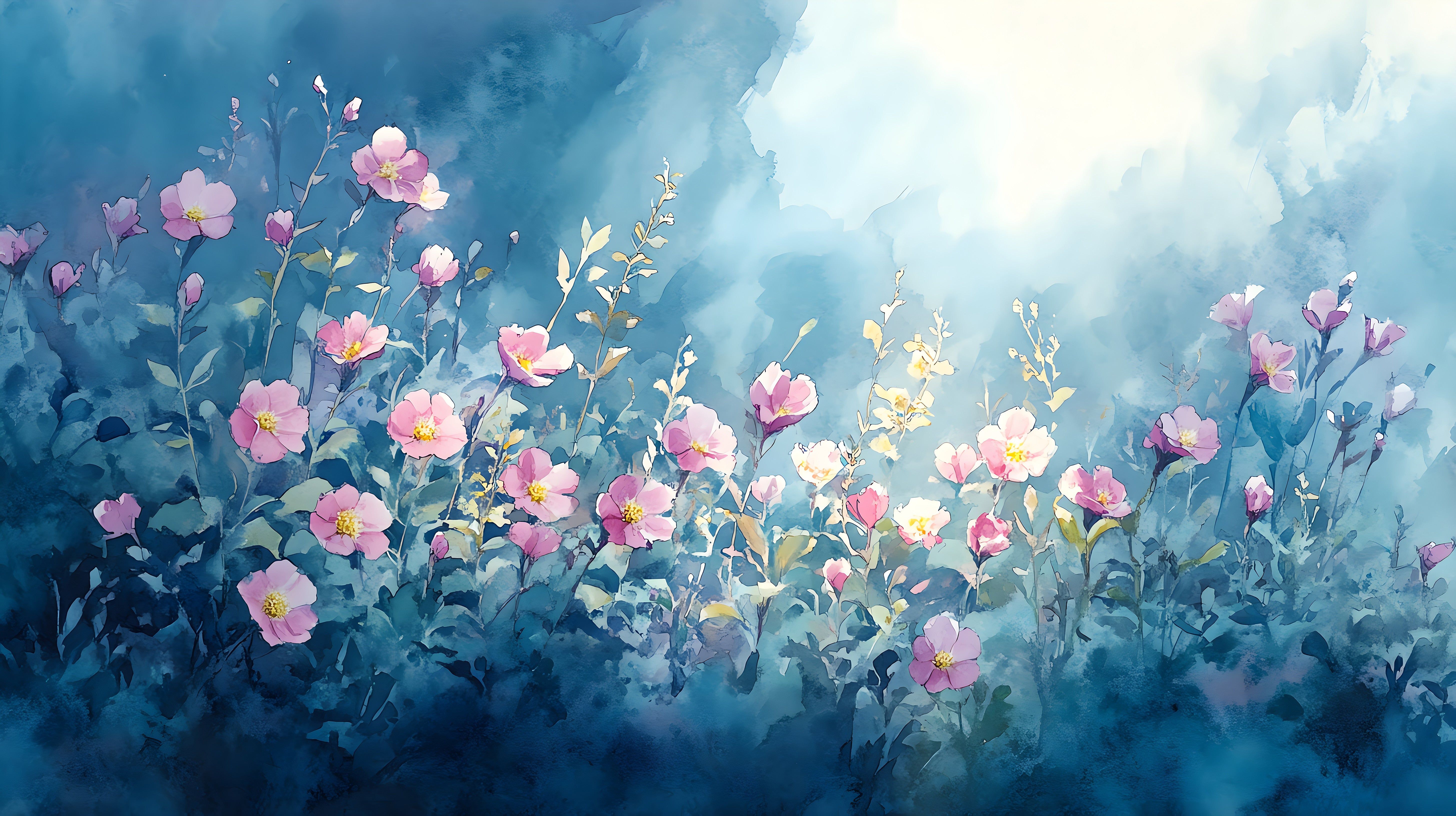 5824x3264 Ethereal Bloomscape Mural