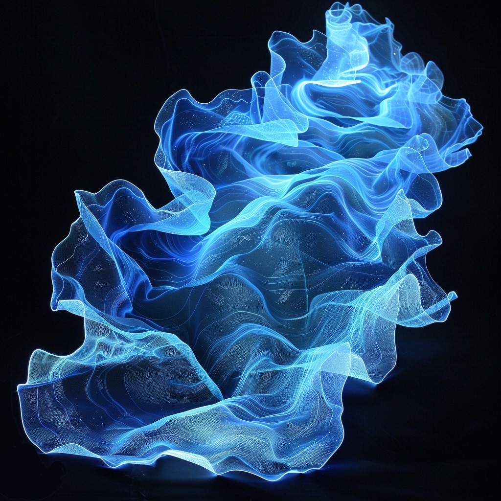 1024x1024 Free Ethereal Blue Waves Image, Blue, Flowing