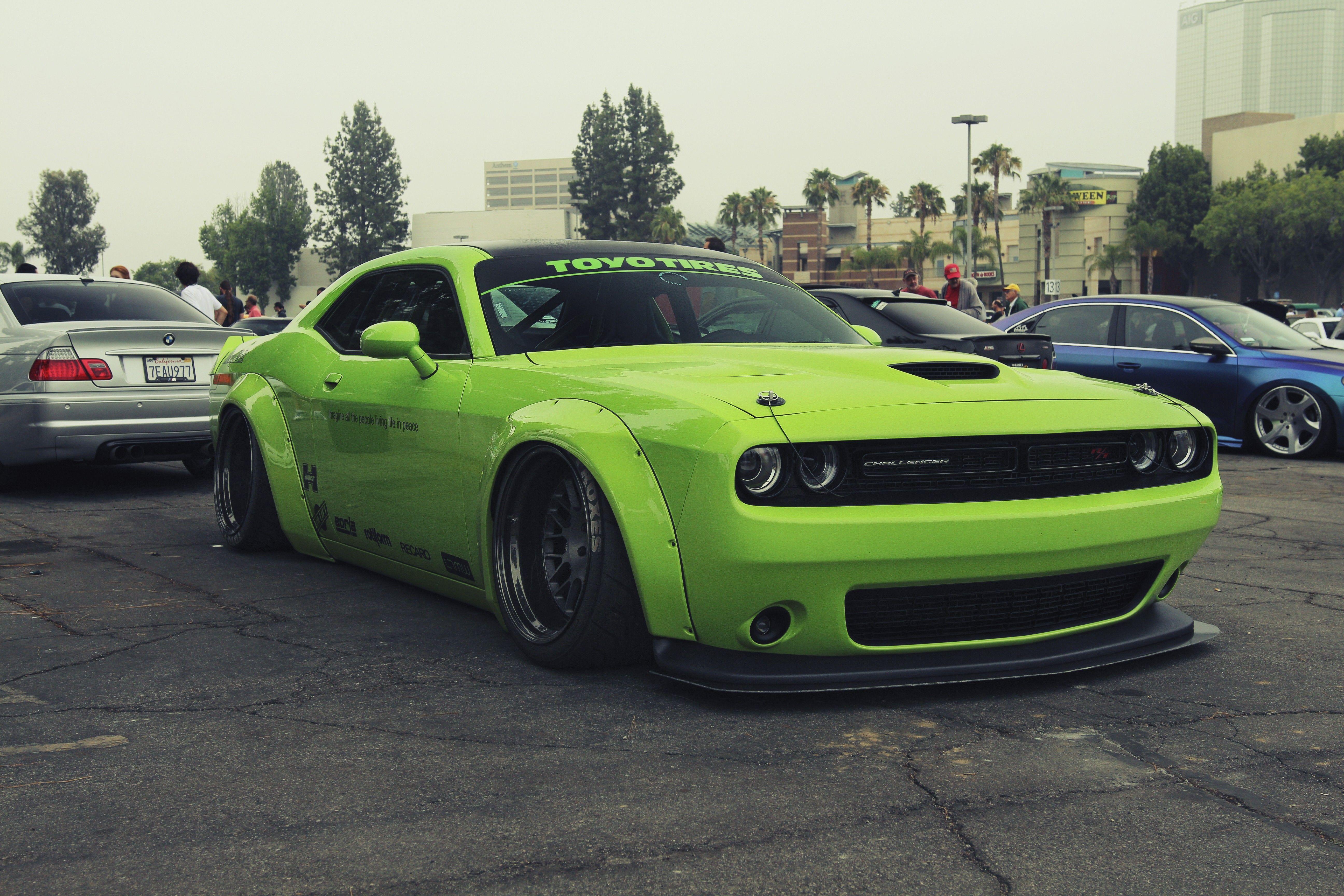 5184x3456 Liberty Walk LB Works Dodge Challenger R T Widebody Green Cars Wallpaper:5184x3456