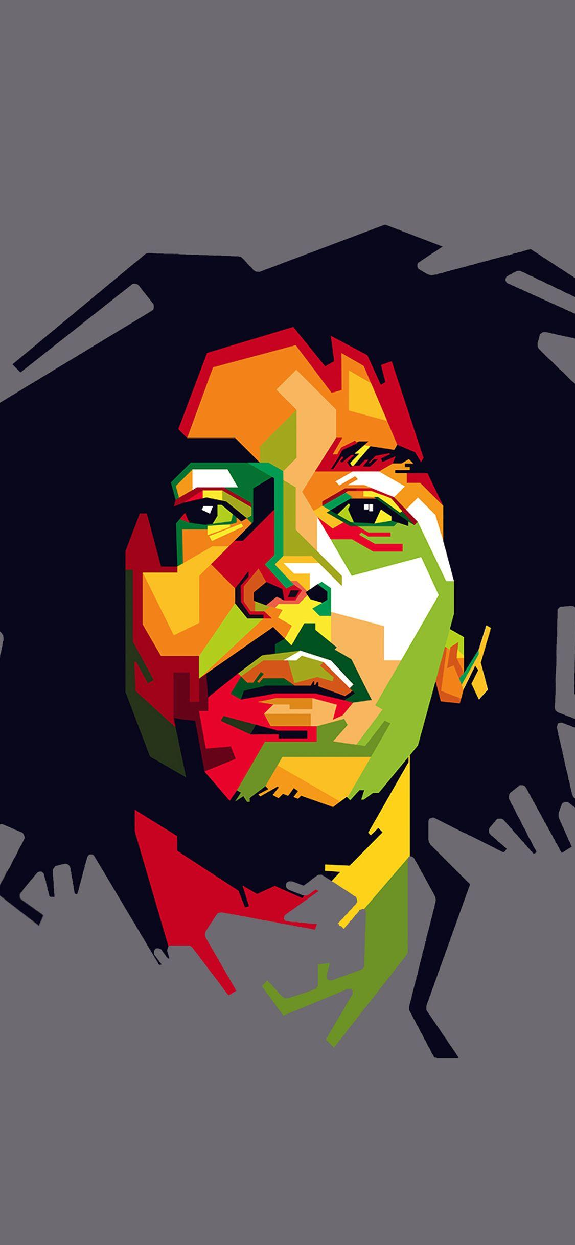 1125x2436 Bob Marley Art Illust Music Reggae Celebrity