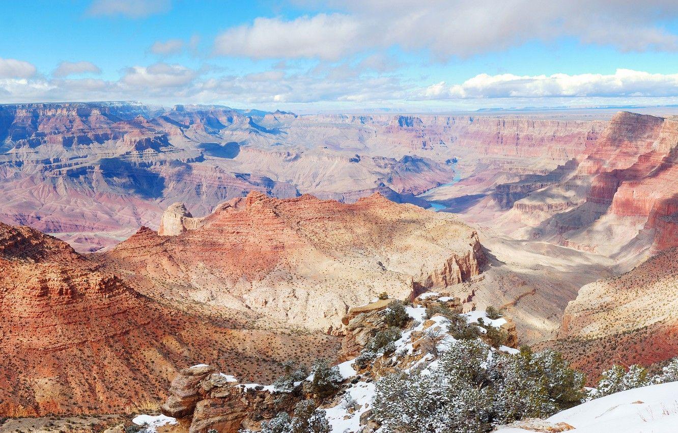 1332x850 Wallpaper Nature, Clouds, Mountains, Snow, Panorama, Park, USA, Landscape, Grand Canyon, National Park image for desktop, section природа