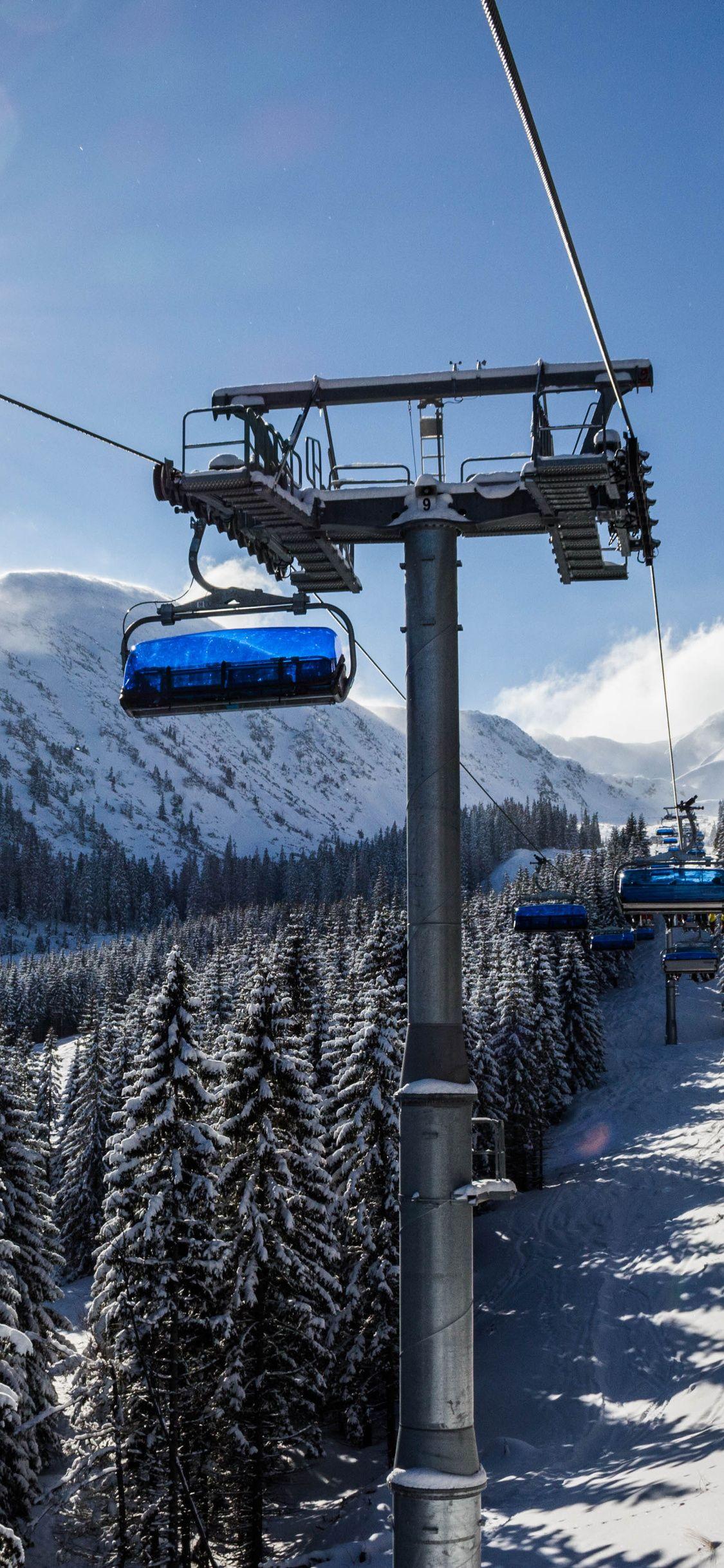 1125x2436 Ski Lift Snow Trees Winter 5k iPhone XS, iPhone iPhone X HD 4k Wallpaper, Image, Background, Photo and Picture