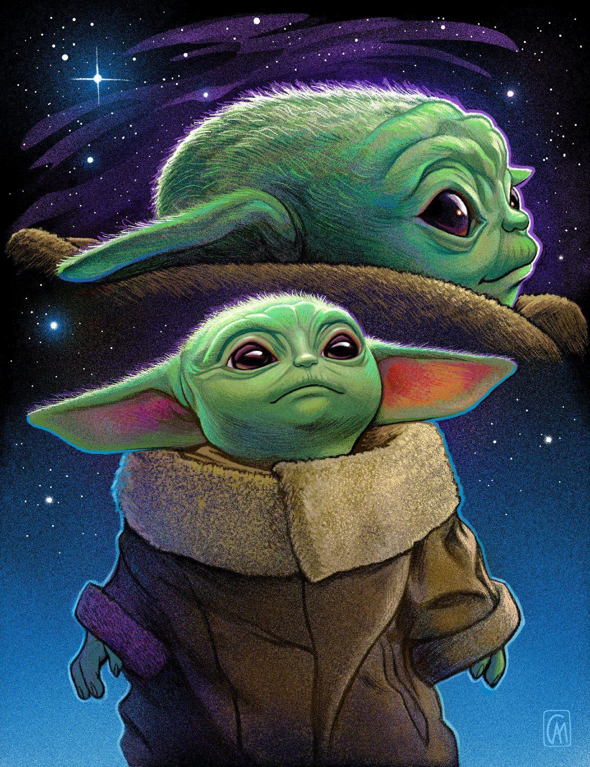 1154x1500 Baby Yoda Cosmic Portrait by C.A. Martin. Yoda wallpaper, Star wars poster, Yoda art
