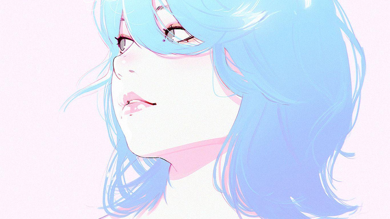 1366x768 Ilya Girl Anime Face Drawing Painting Art Illustration Wallpaper