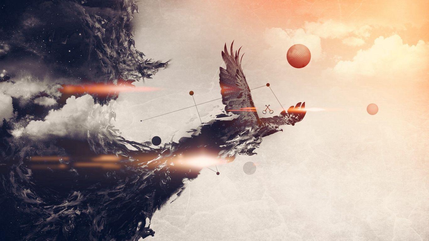 1366x768 Download wallpaper 1366x768 flight, wings, drawing, color tablet, laptop HD background