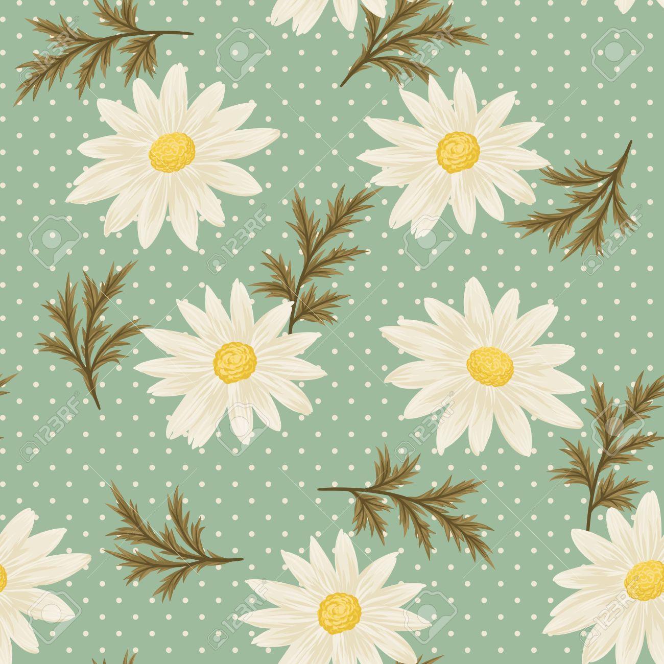 Retro Daisy Fabric Wallpaper and Home Decor  Spoonflower