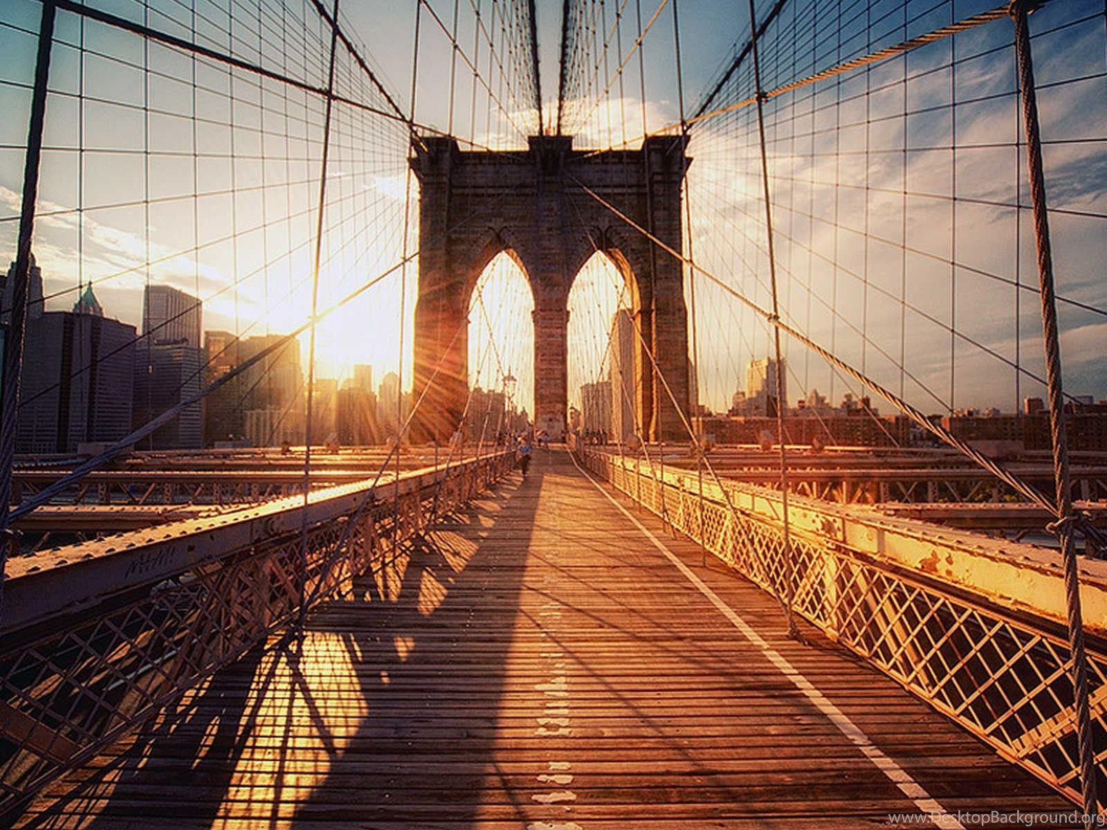 1600x1200 Brooklyn Bridge Sunset Wallpaper Desktop Background