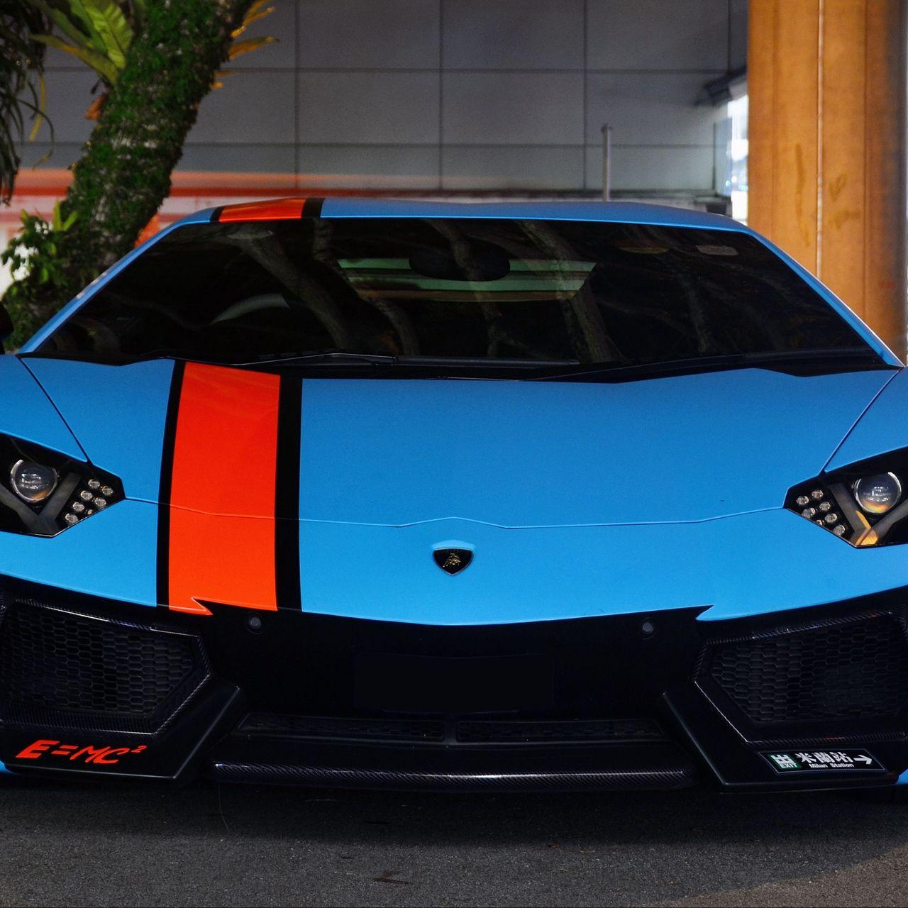 1280x1280 Download wallpaper 1280x1280 lamborghini, aventador, lp700- blue