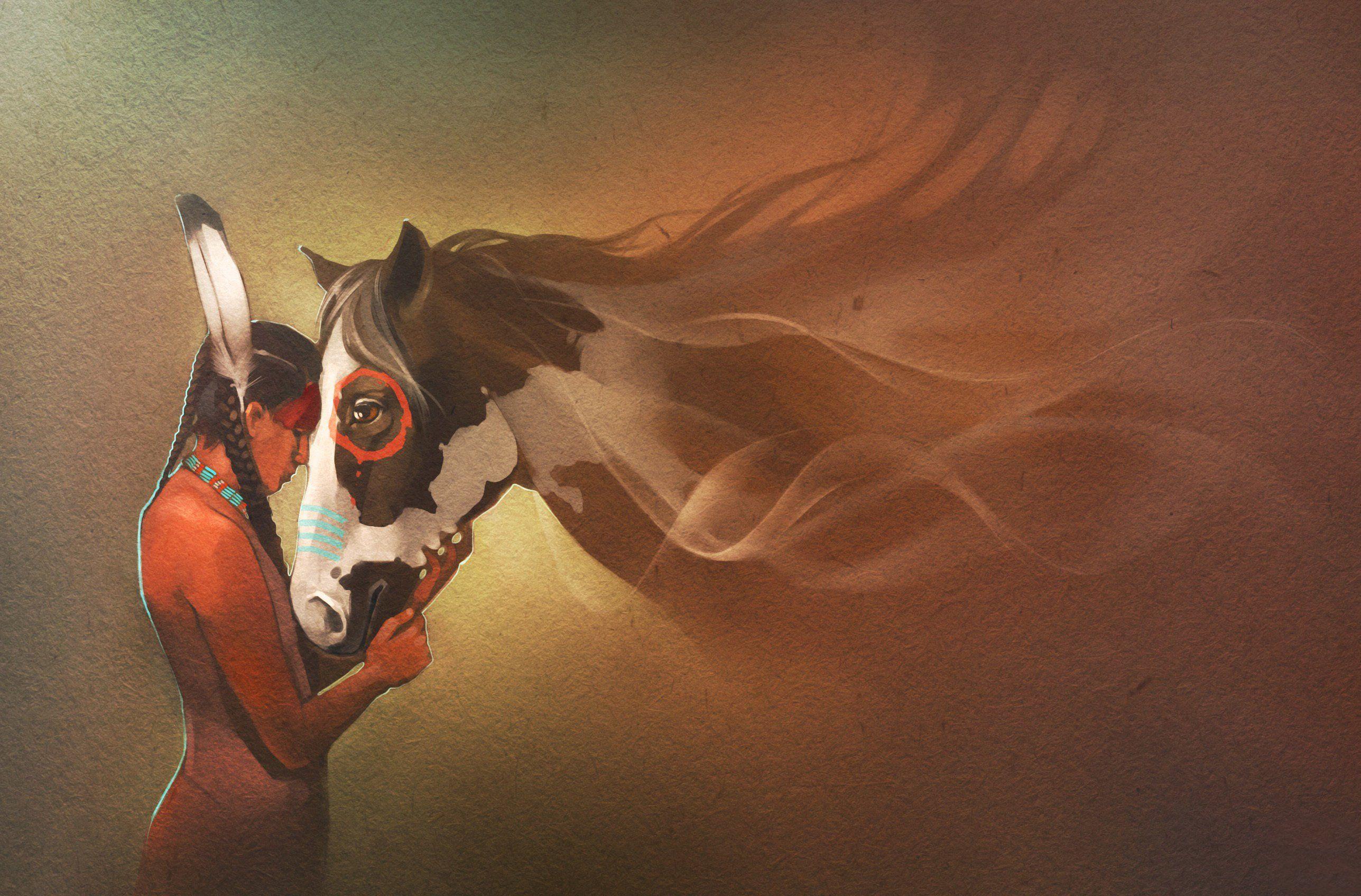 2575x1696 Inspiração. Horse wallpaper, Native american art, Art wallpaper