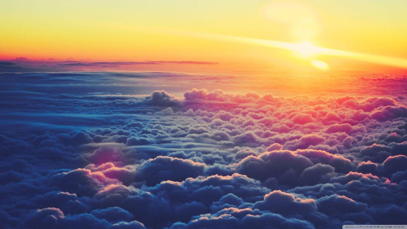 1366x768 Sunrise Above The Clouds ❤ 4K HD Desktop Wallpaper for 4K Ultra HD