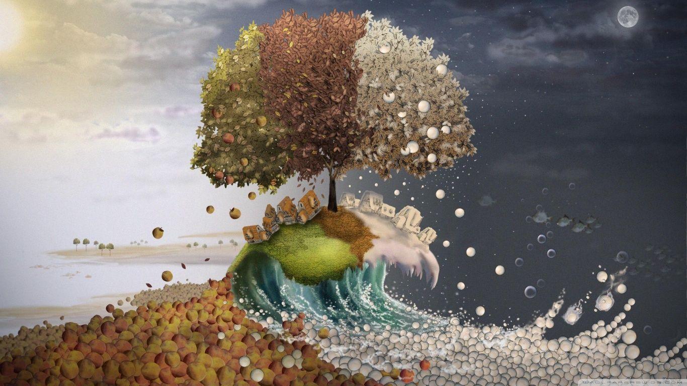1366x768 Seasons Surreal Art Ultra HD Desktop Background Wallpaper for 4K UHD TV : Tablet