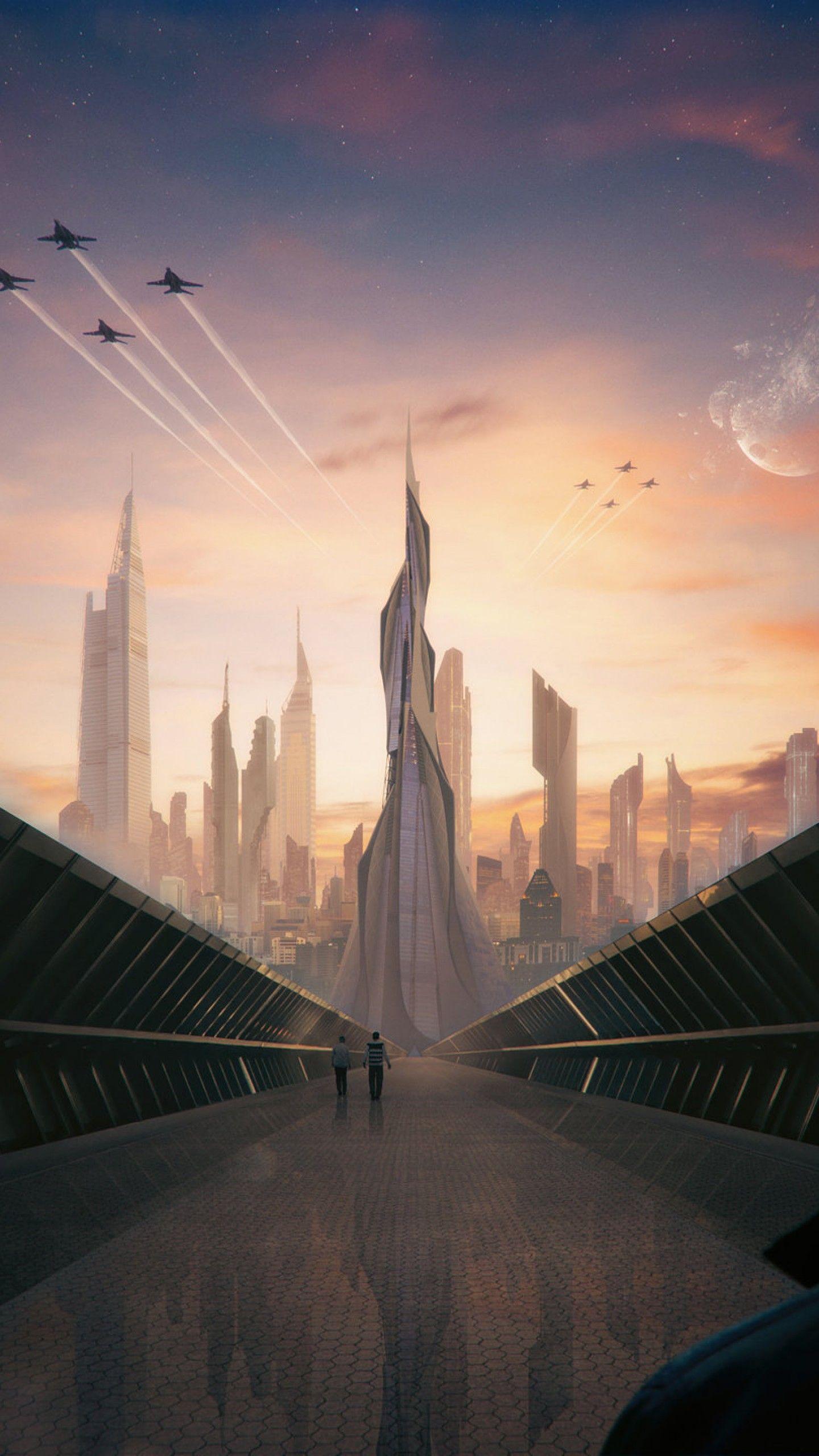 1440x2560 Wallpaper Futuristic city, Concept art, HD, Creative Graphics / Editor's Picks,. Wallpaper for iPhone, Android, Mobile and Desktop