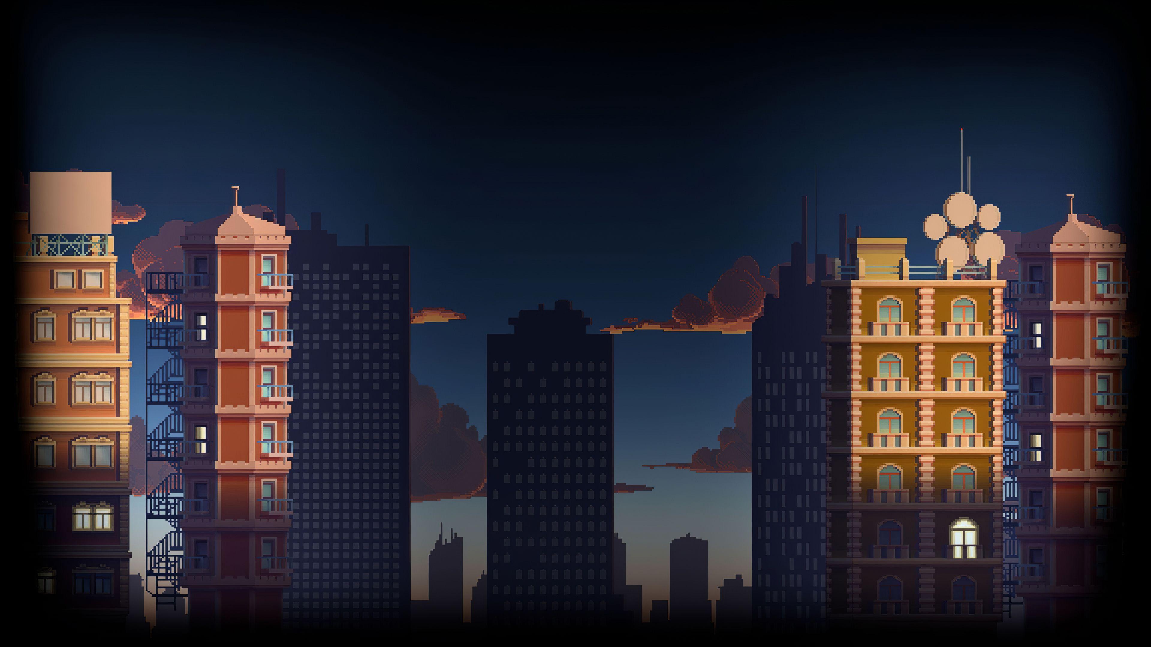 3840x2160 City Buildings Pixel Art 4k Wallpaper, HD Artist Wallpaper, 4k Wallpaper, Image, Background, Photos and Picture