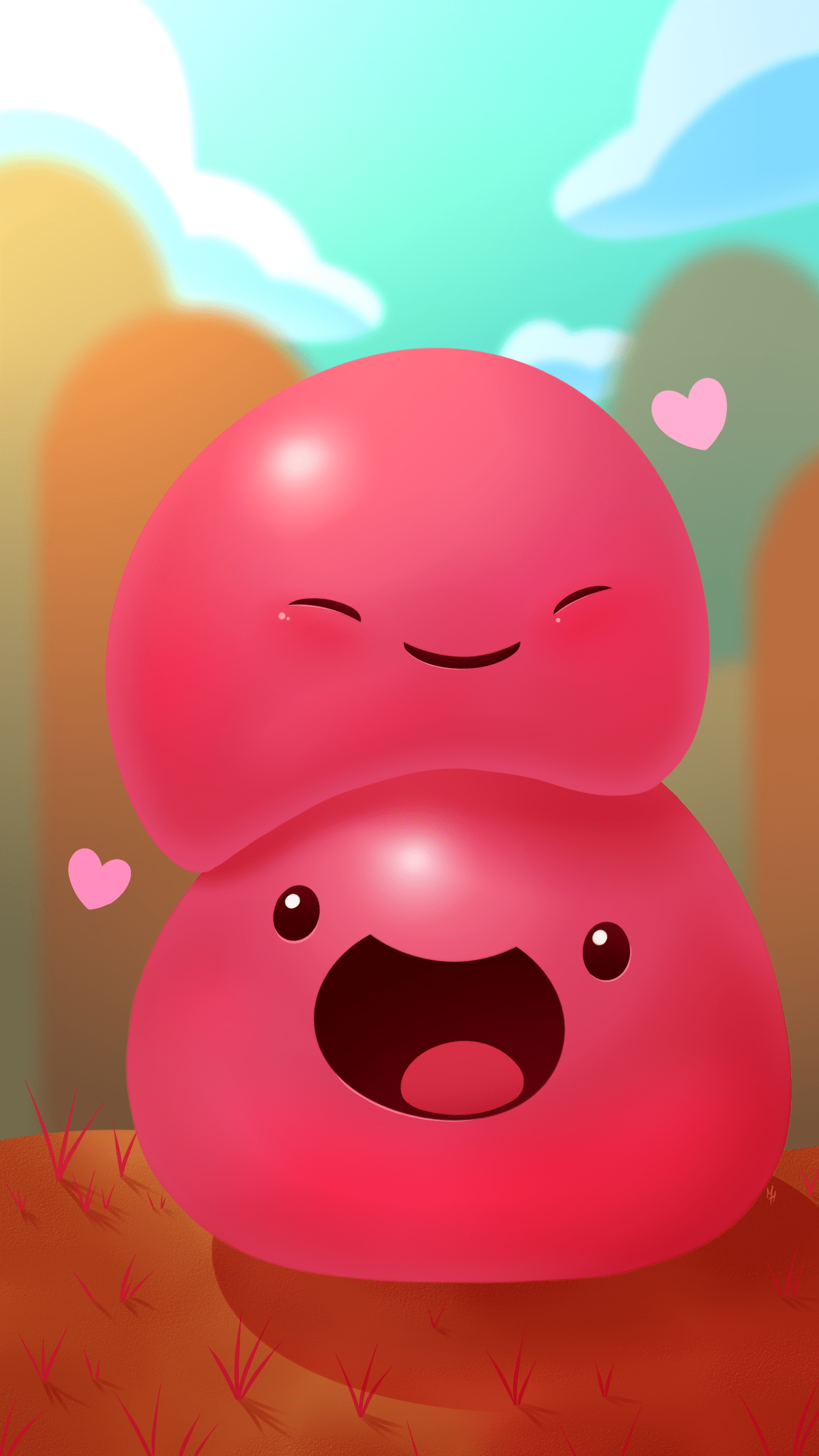 1440x2560 Pink Slime Friends! 2K Resolution Phone Wallpaper (Made by me)