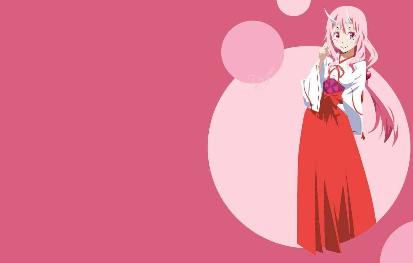 1332x850 Wallpaper girl, the demon, pink background, That Time I Got Reincarnated as a Slime image for desktop, section сёнэн