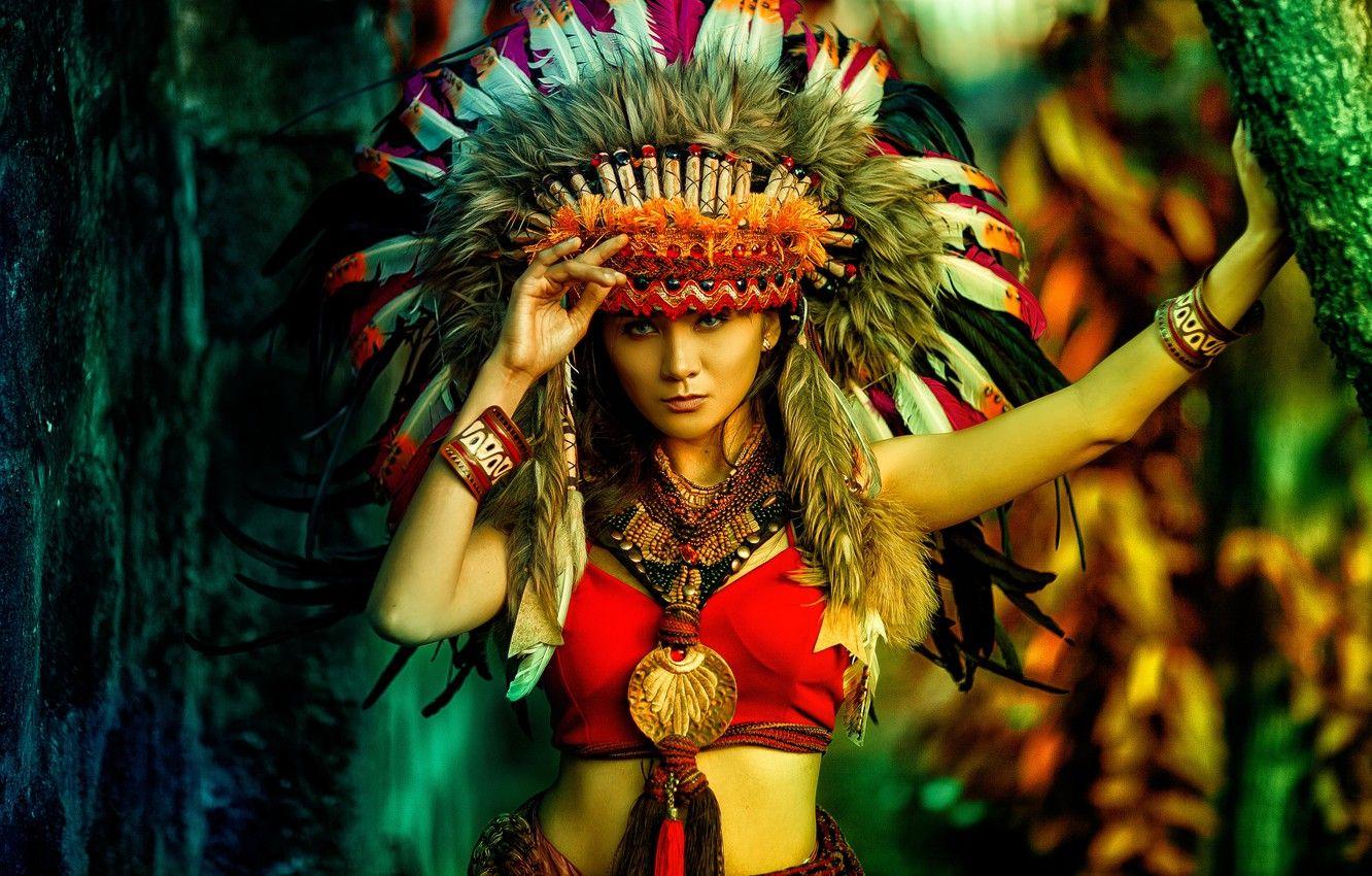 1332x850 Photo Wallpaper Girl, Decoration, Nature, Portrait, Native American Women HD Wallpaper