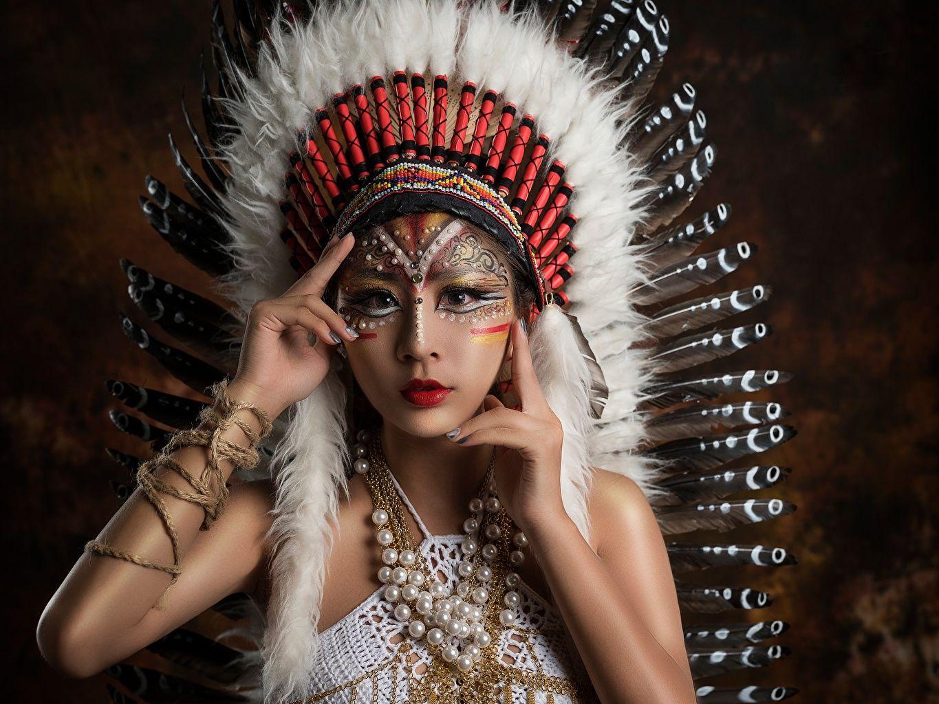 1365x1024 Native American Makeup Women HD Wallpaper