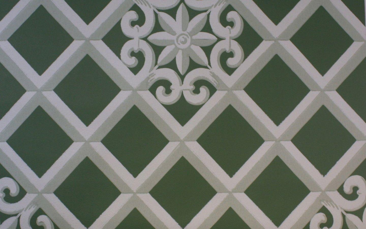 1440x900 Free download 1950s Vintage Wallpaper Green Gray and white geometric lattice design [1508x1600] for your Desktop, Mobile & Tablet. Explore Green and White Lattice Wallpaper. Black and Green Wallpaper