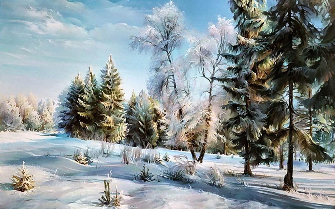 1280x800 Winter In Russian (1280×800). Winter Painting, Winter Landscape, Russian Landscape
