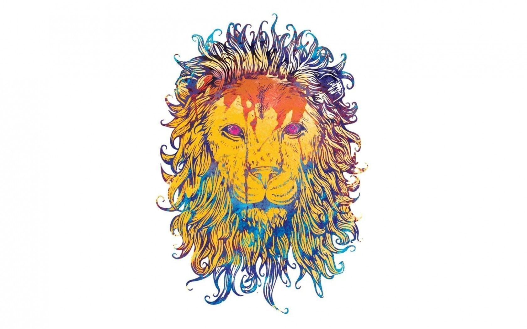 1680x1050 watercolor, paint, monotype, lion, art, pattern, HD wallpaper
