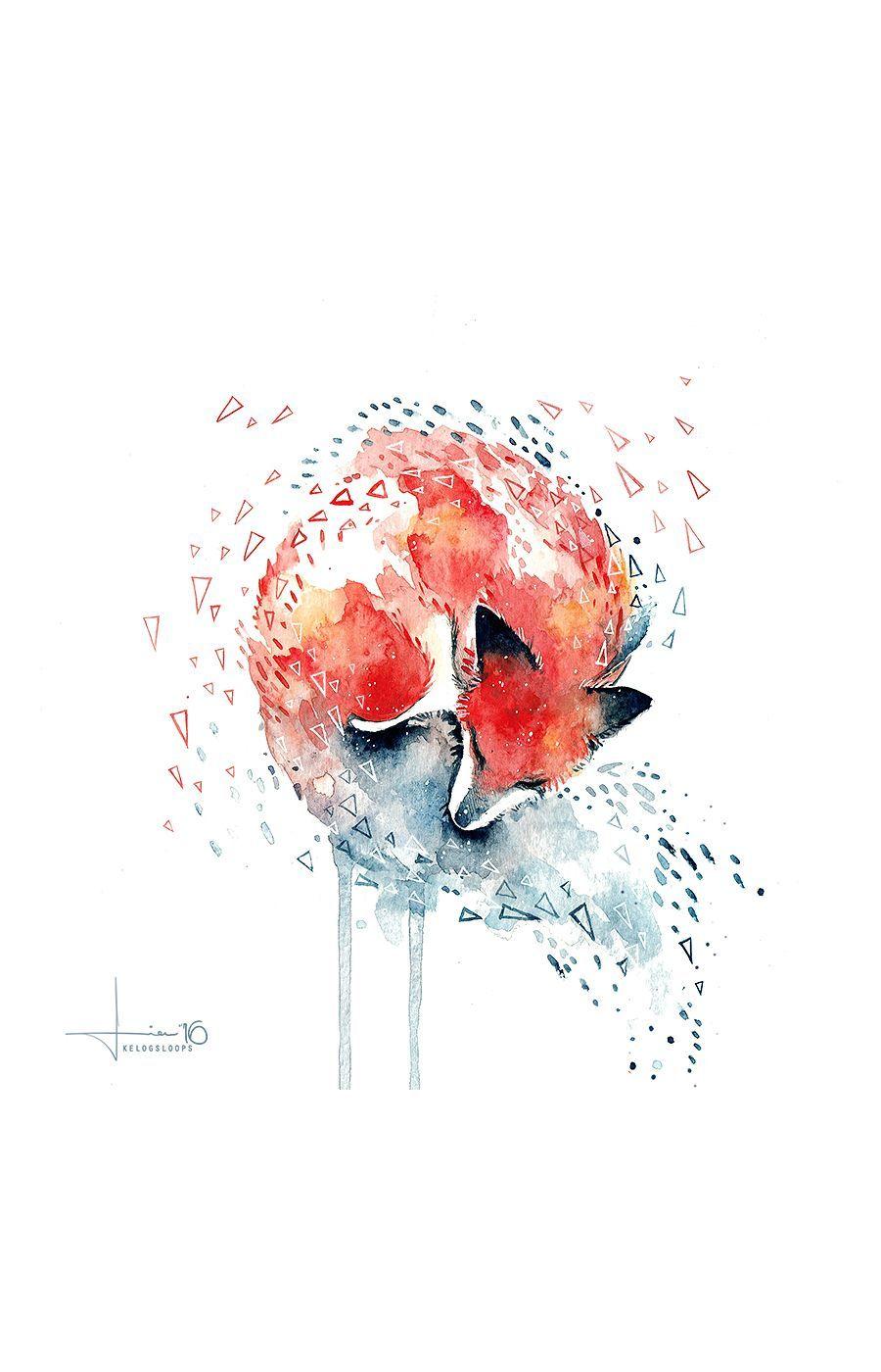 900x1400 Wallpaper. Watercolor fox, Watercolor fox tattoos, Fox art