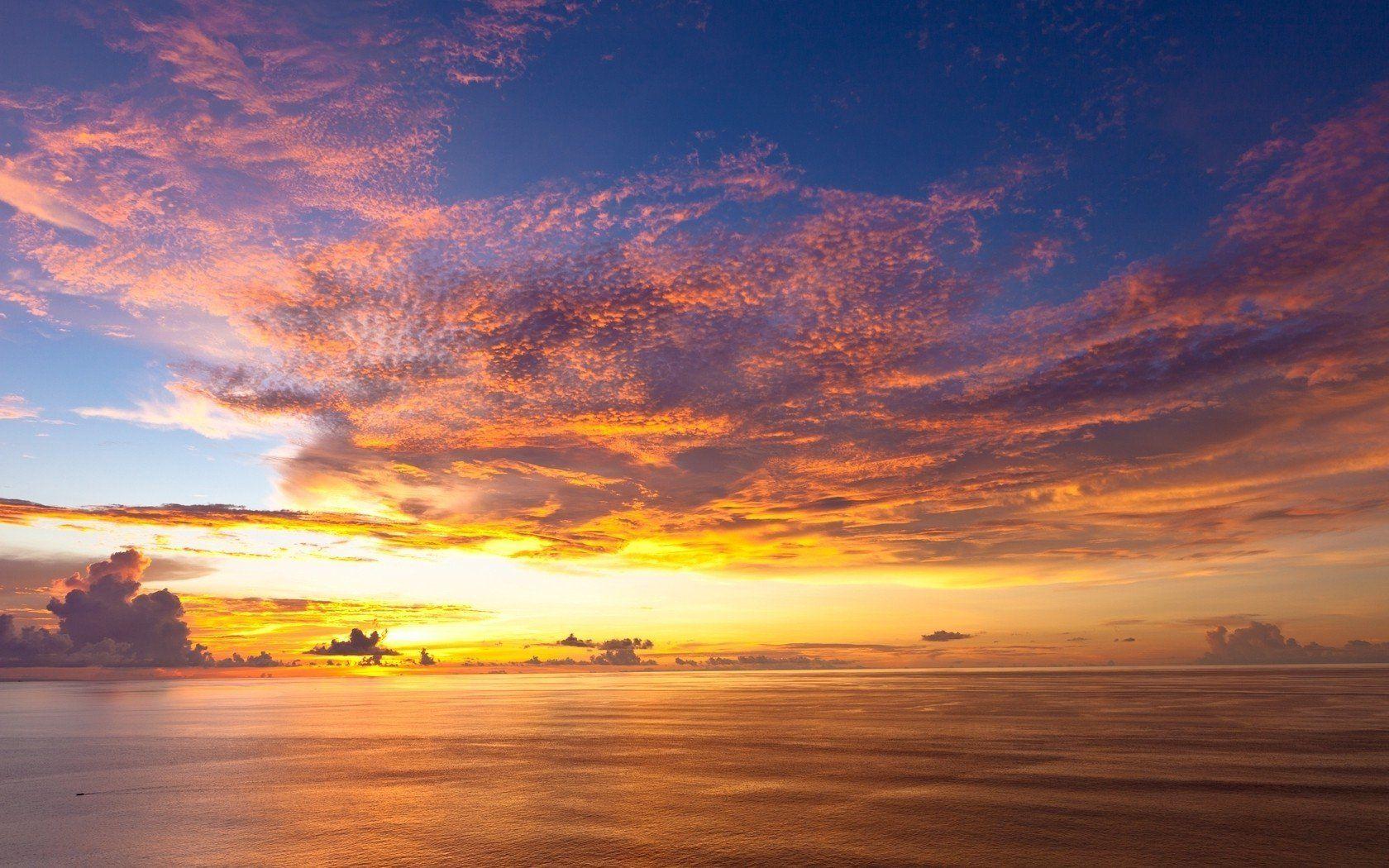 1680x1050 Clouds landscapes nature yellow ripples lungs evening Shades sky sea