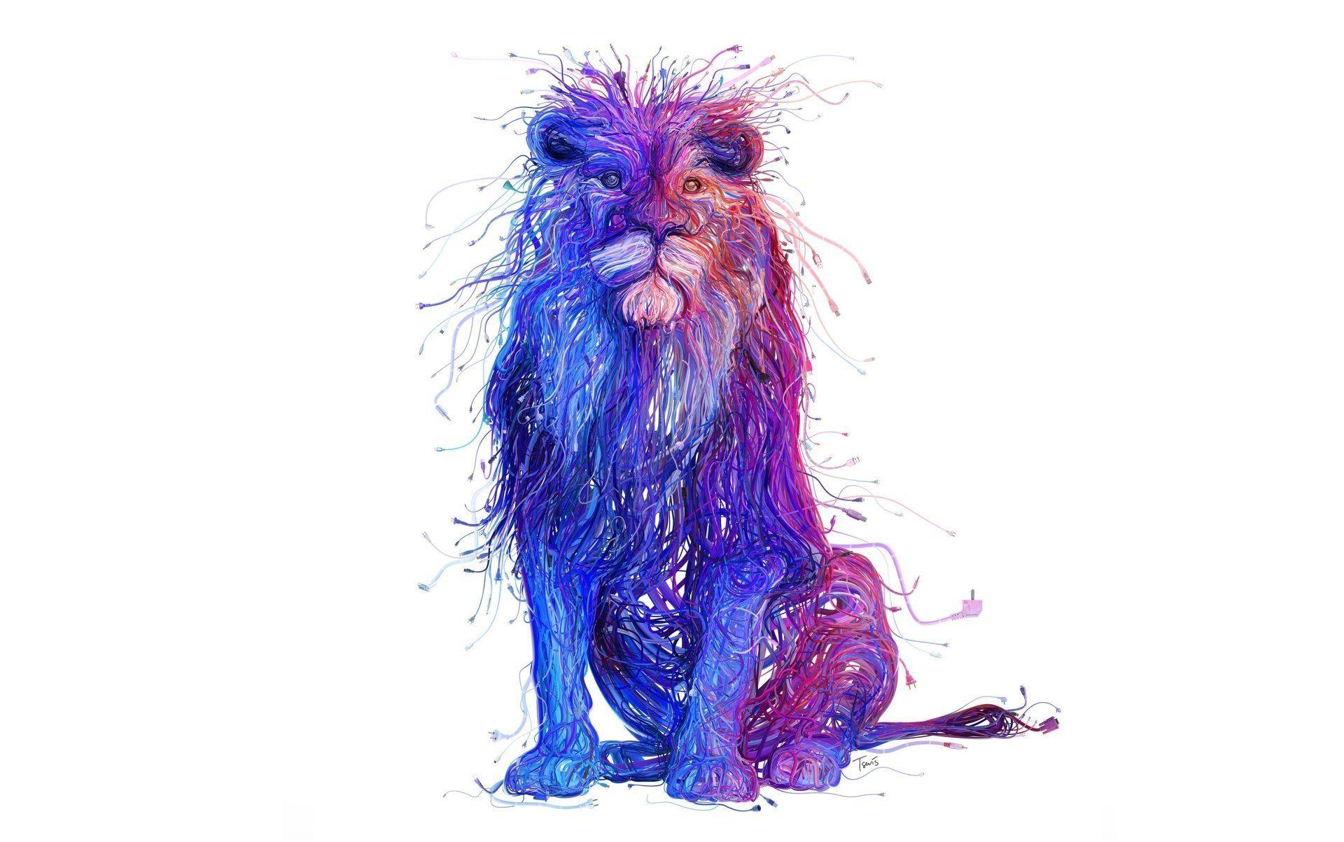 1920x1203 Charis Tsevis, Lion, Fantasy art, Artwork, White background, Animals Wallpaper HD / Desktop and Mobile Background