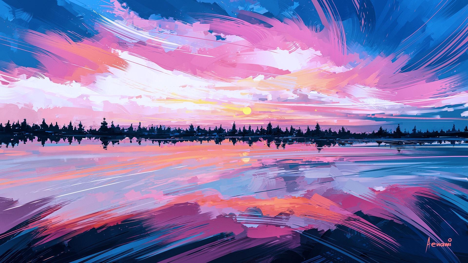 1920x1080 Pink Sea