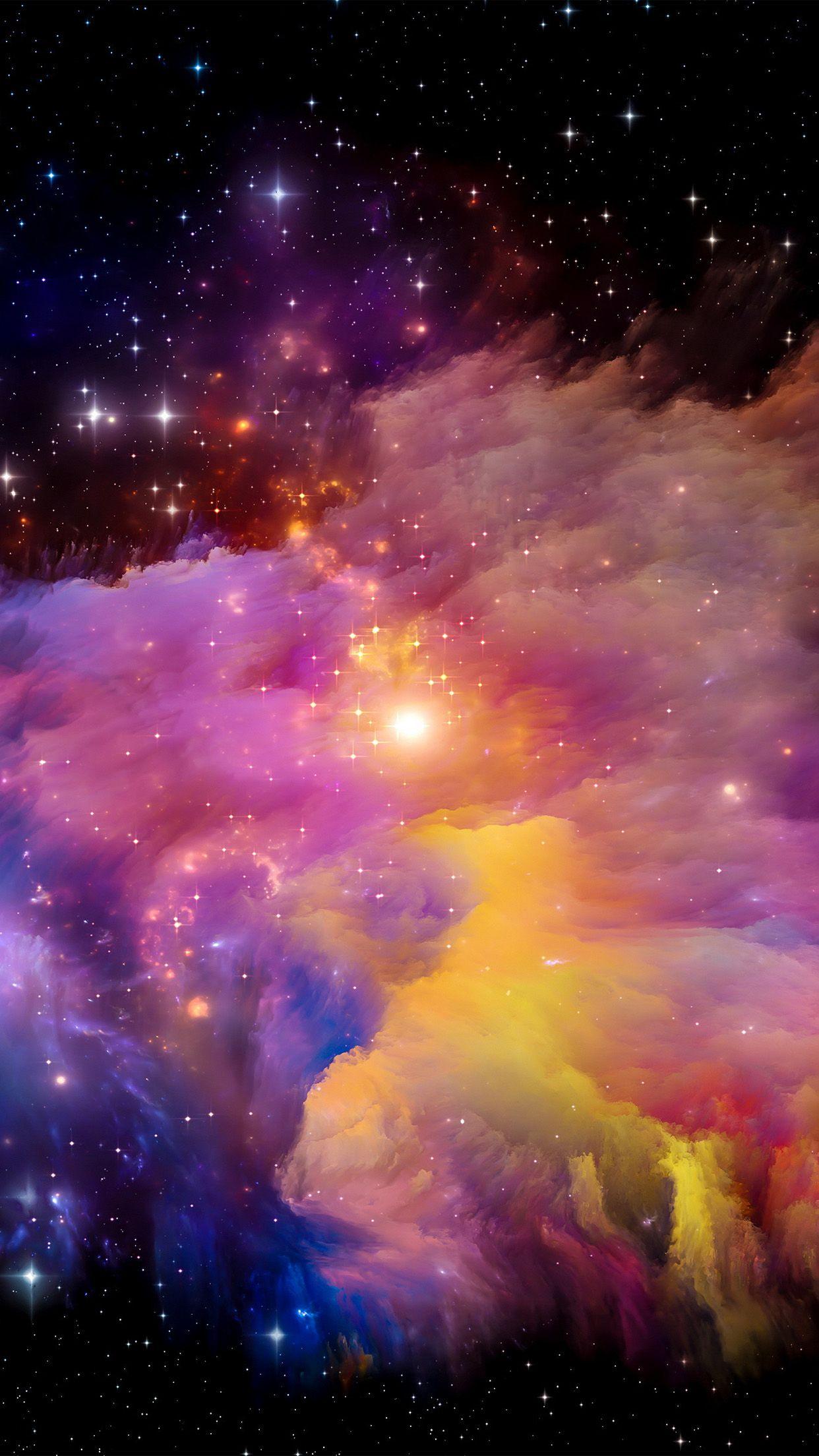 1242x2208 Aurora Space Art Red Rainbow Star Pattern Wallpaper