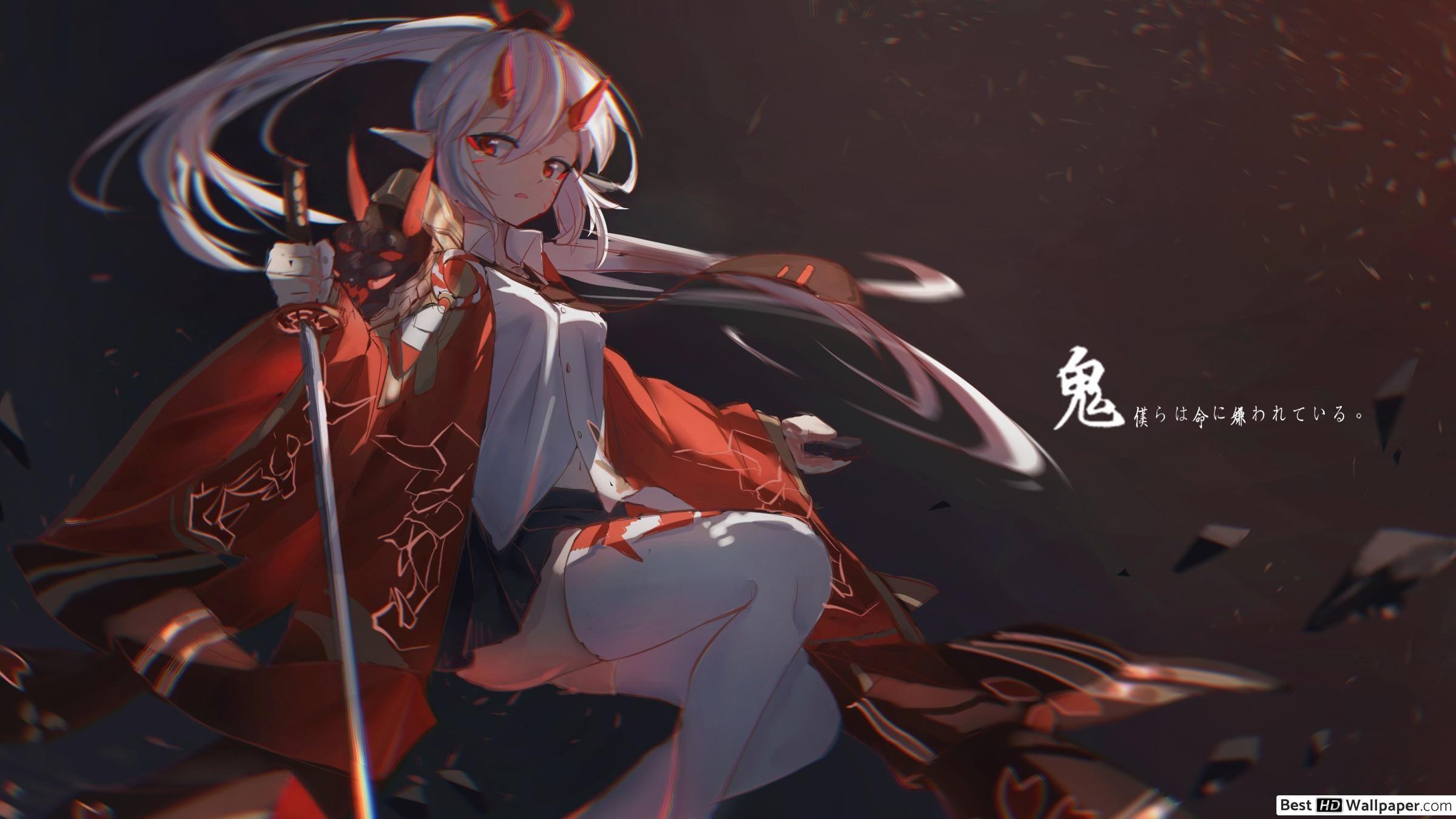 2400x1350 Demon Girl HD wallpaper download