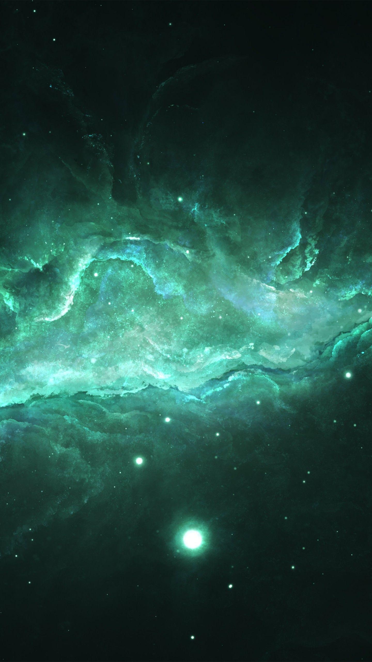 1440x2560 Wallpaper Neon Green, Nebula, 4K, Space,. Wallpaper for iPhone, Android, Mobile and Desktop