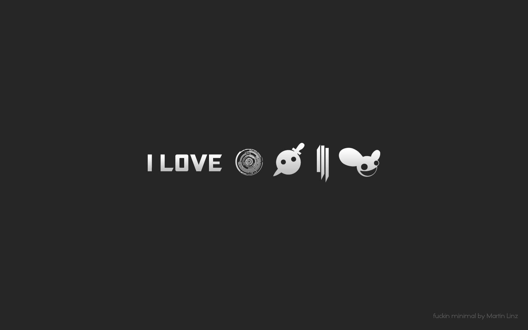 1680x1050 minimalistic, grey, deadmau Pendulum, Skrillex, Knife Party