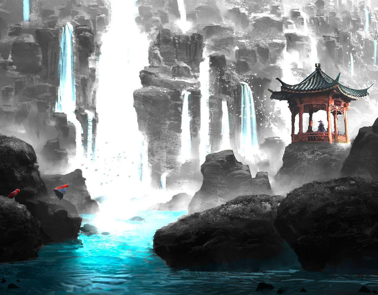 Anime Waterfall Wallpapers Wallpaper Cave vrogue.co