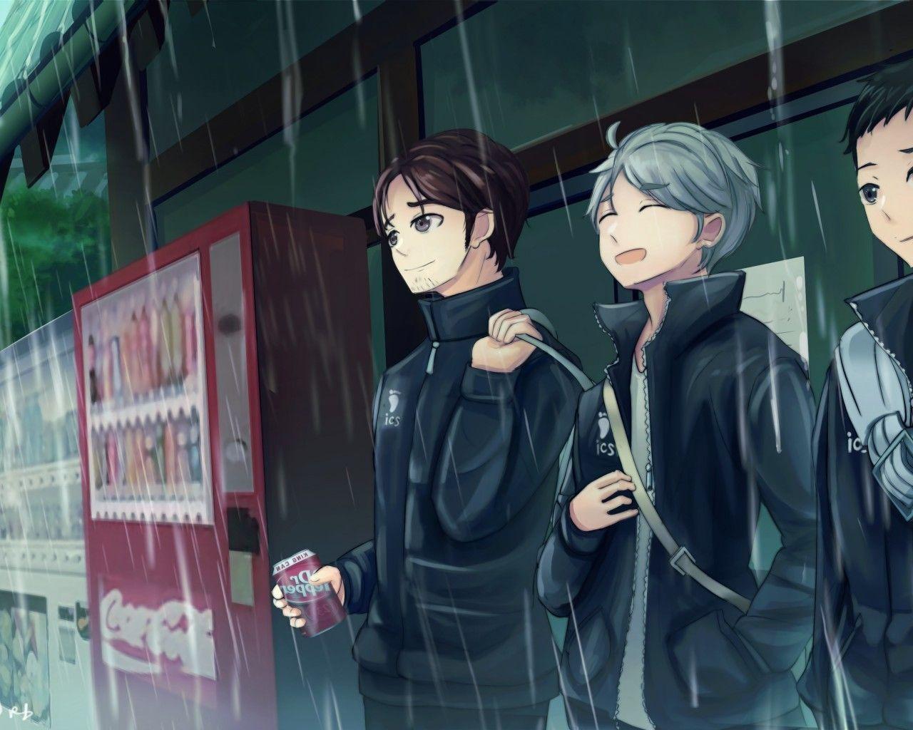 1280x1024 Download 1280x1024 Sawamura Daichi, Azumane Asahi, Sugawara Koushi, Haikyuu, Raining Wallpaper