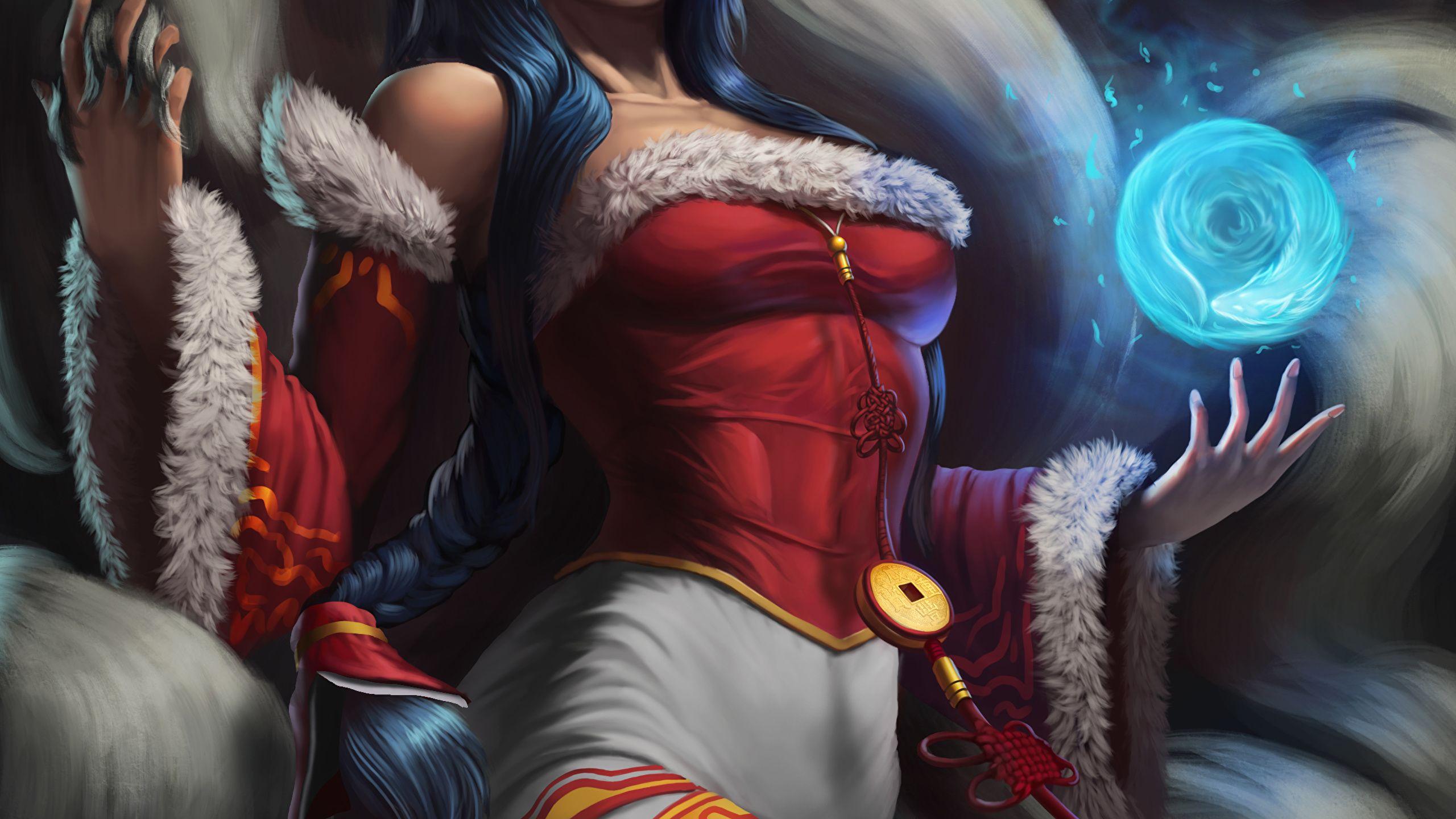 2560x1440 Desktop Wallpaper Ahri League of Legends sorcery female 2560x1440