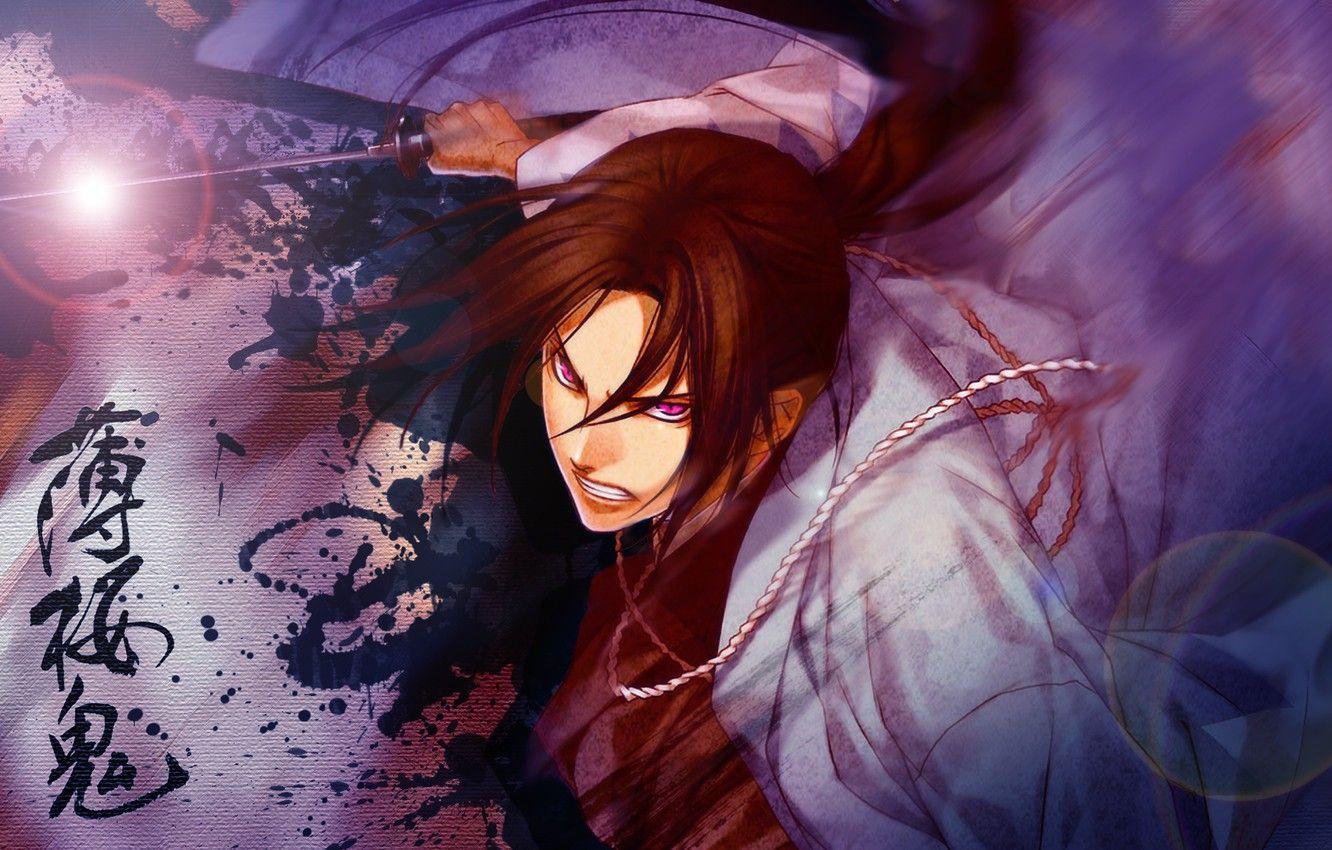 1332x850 Wallpaper attack, blood, katana, samurai, art, Demons pale cherry, Hakuouki Shinsengumi Kitano, Pilgrimage Chop Toshizou, Yone Kazuki image for desktop, section сёнэн