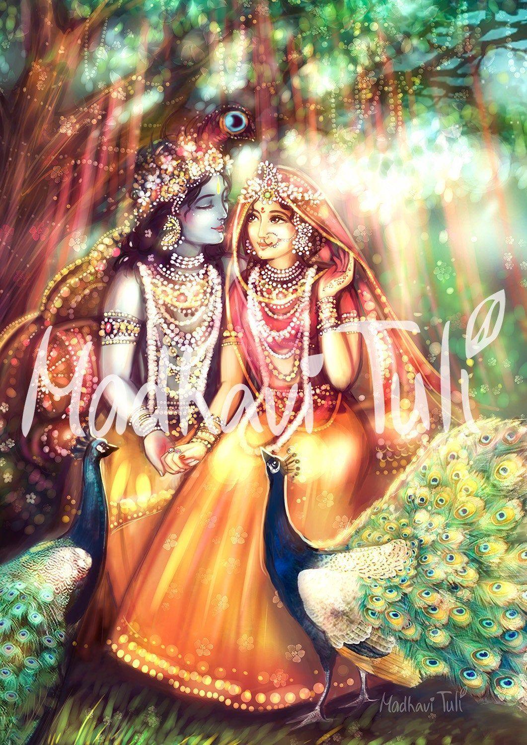 1061x1500 HD File Shri Krishna with Shri Radha with peacocks 4k High. Etsy. Krishna art, Krishna, Radha krishna art