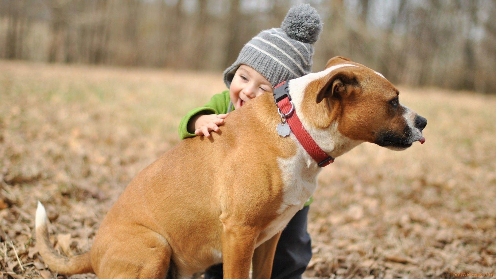 1920x1080 sweet dog and cute baby wallpaper