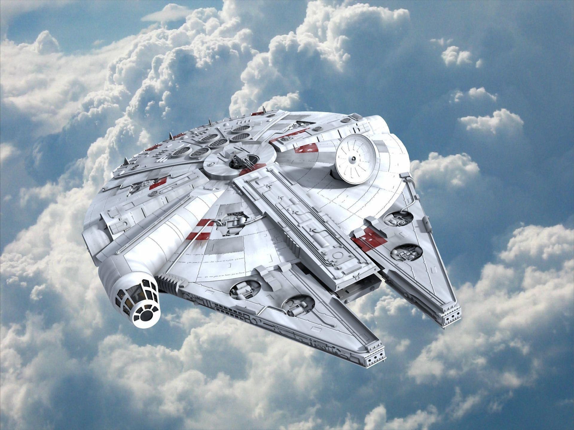 1920x1440 High resolution wallpaper of star wars millenium falcon, wallpaper of a space ship, clouds