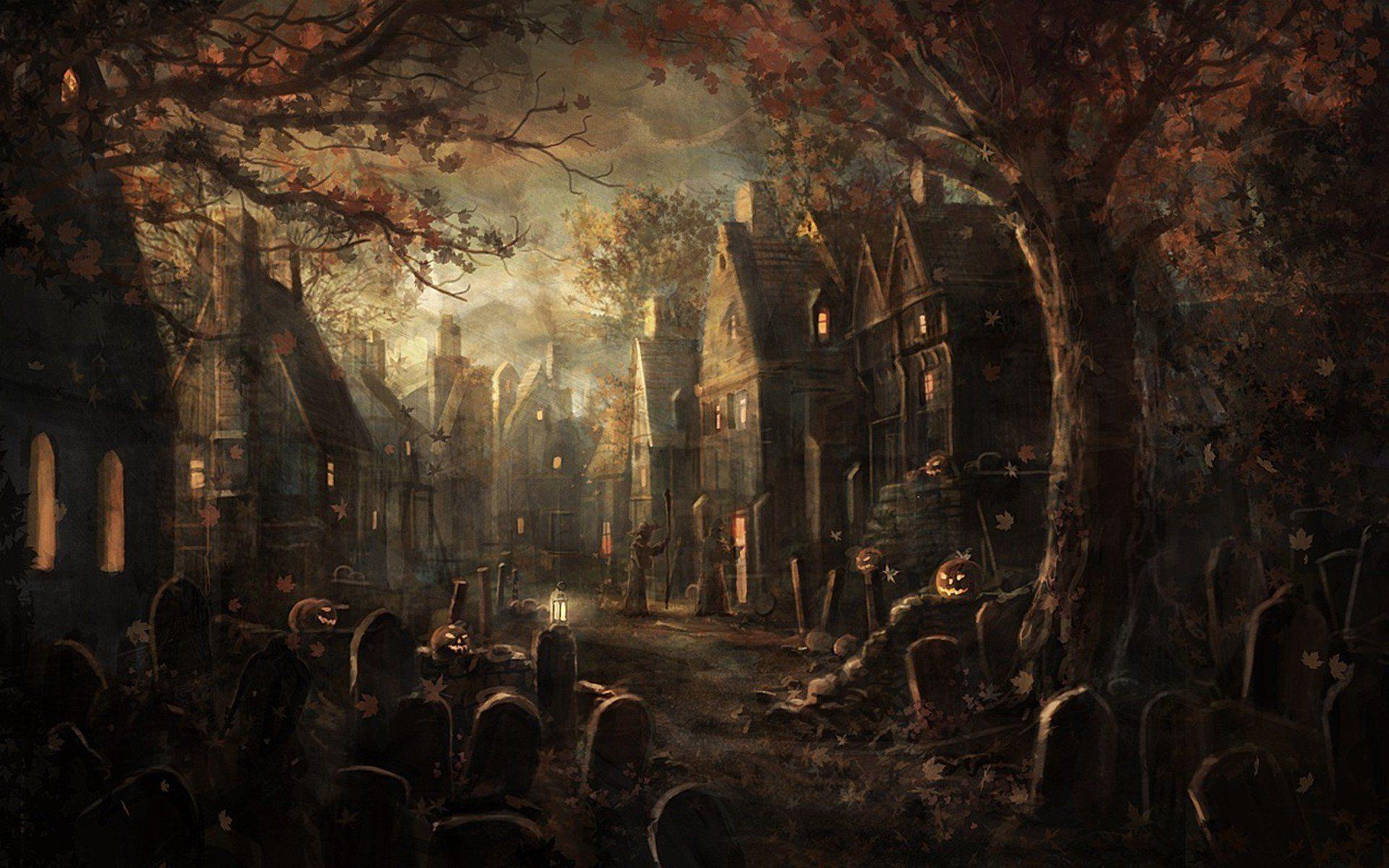 1920x1200 Halloween Cemetery Wallpaper