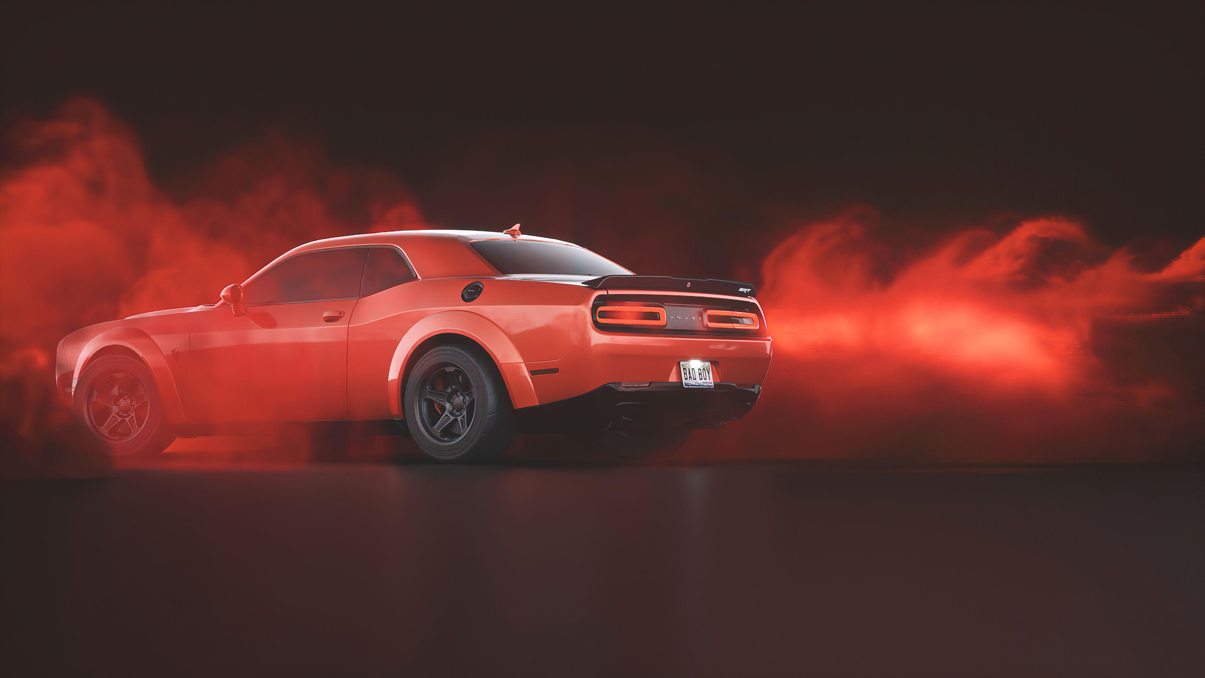 3840x2160 Red Dodge Challenger Demon SRT Rear, HD Cars, 4k Wallpaper, Image, Background, Photo and Picture