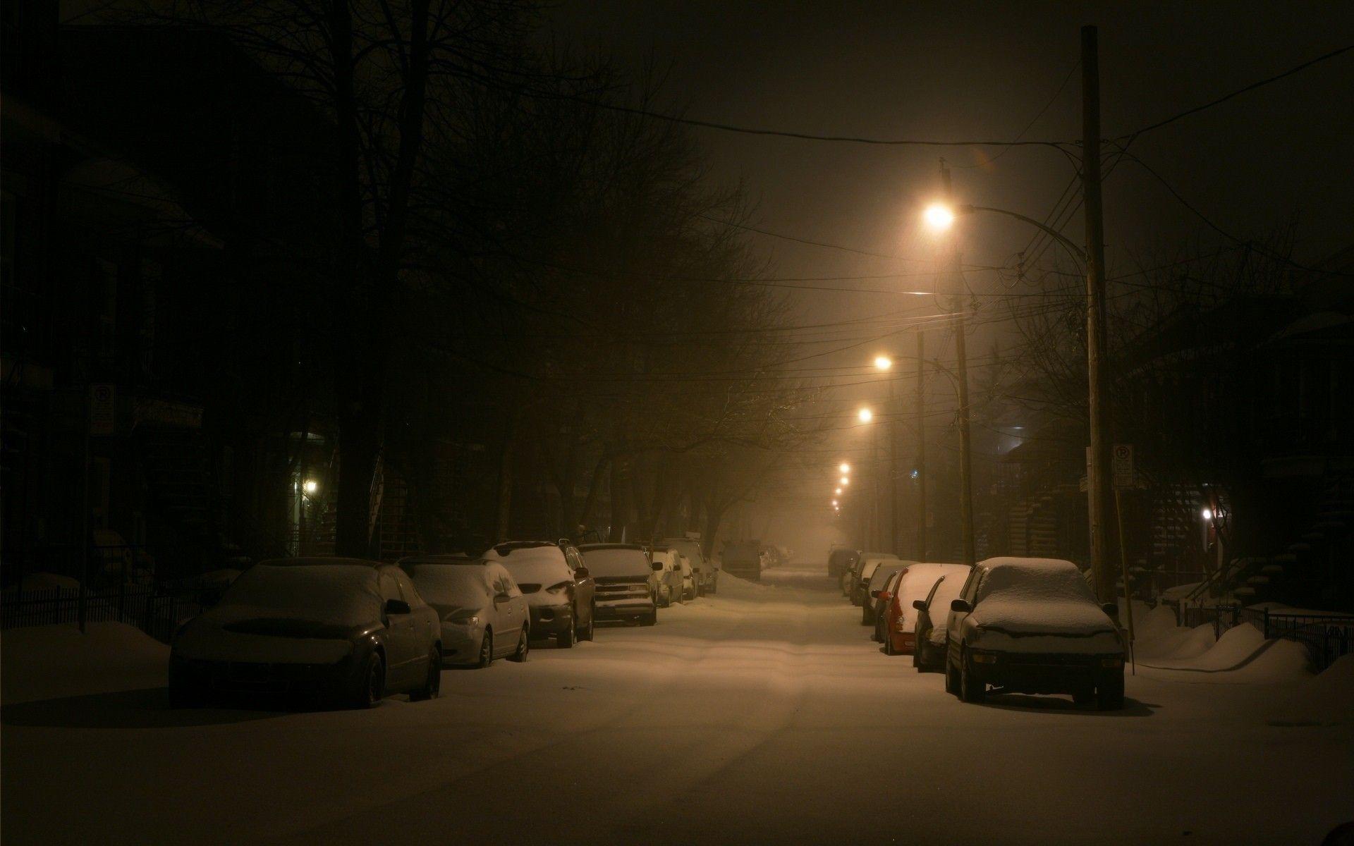 1920x1200 Snow Covered Montreal Street At Night HD 1920×1200
