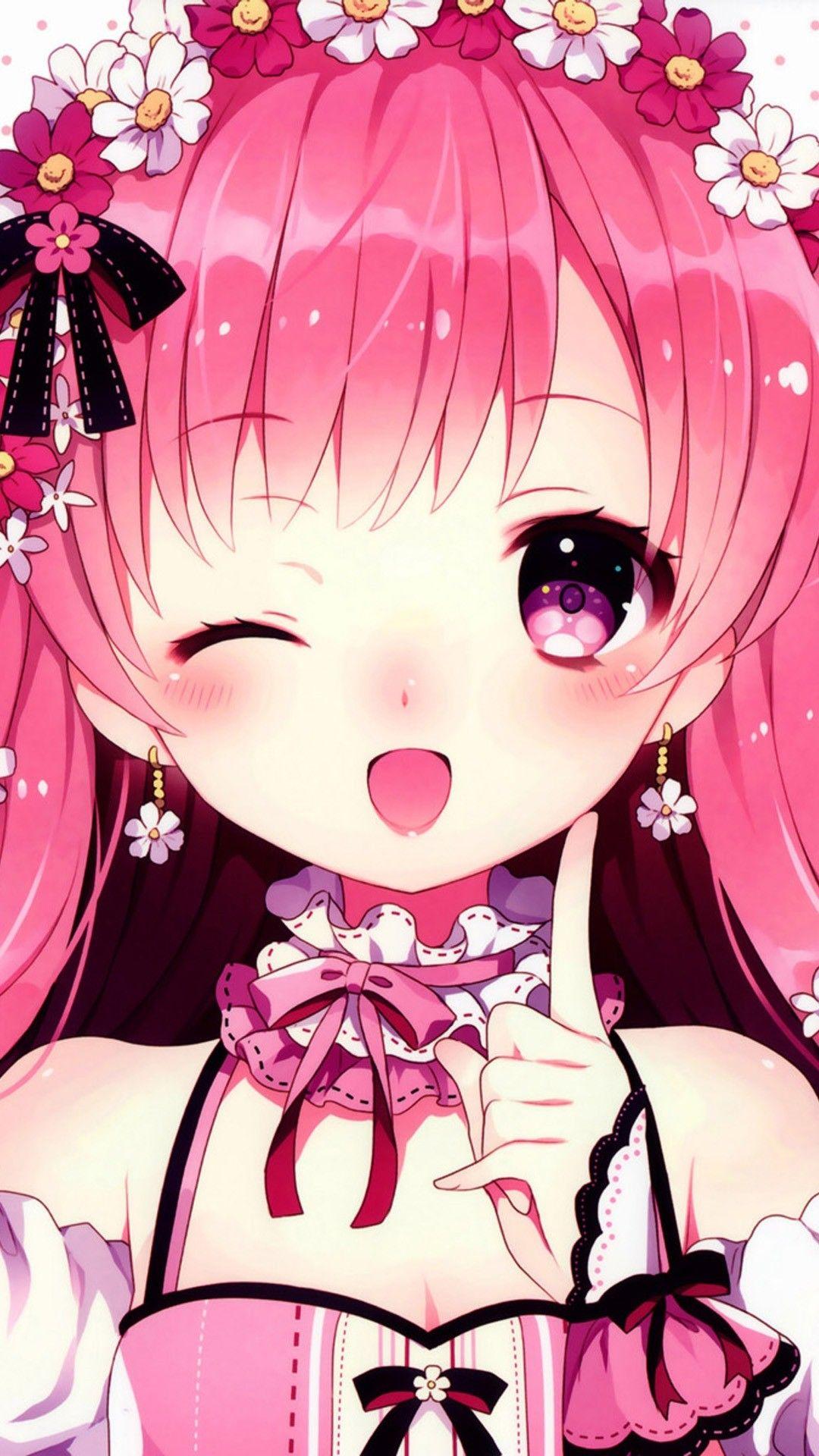 Cute Pink Anime Wallpapers Top Free Cute Pink Anime Backgrounds Wallpaperaccess