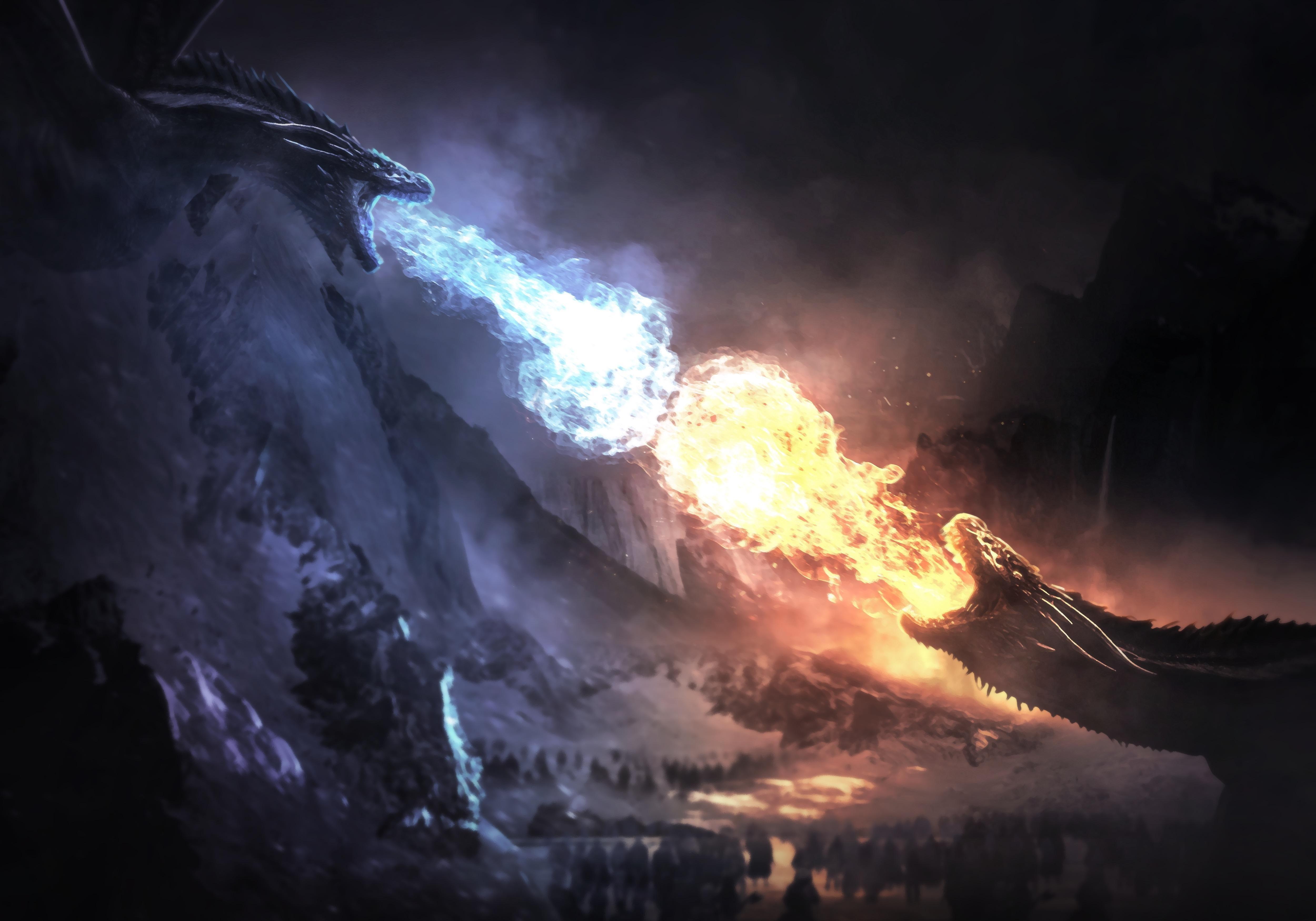 5000x3500 Game Of Thrones Dragon Fight Wallpaper