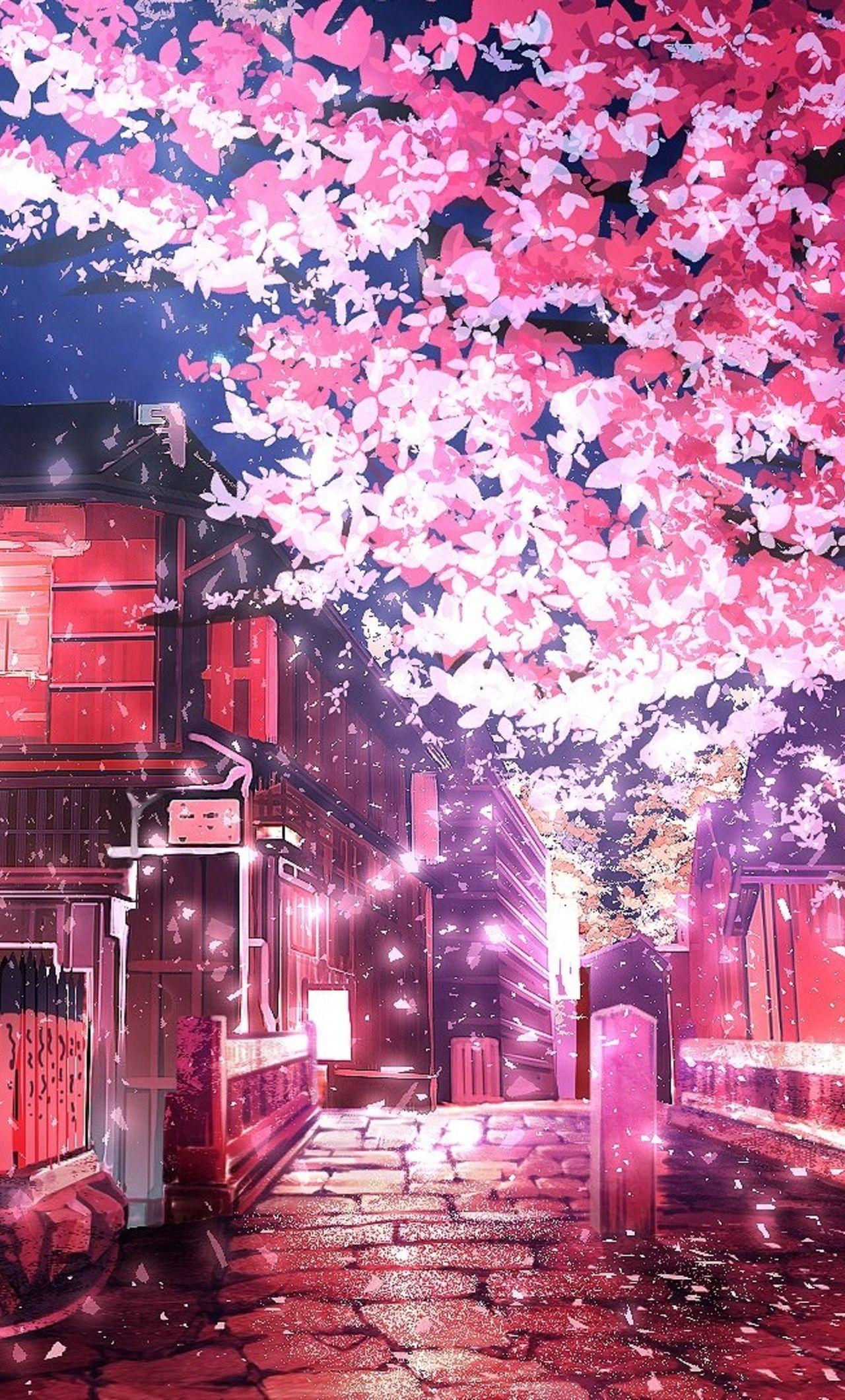 1280x2120 Cherry Tree Anime iPhone HD 4k Wallpaper, Image, Background, Photo and Picture