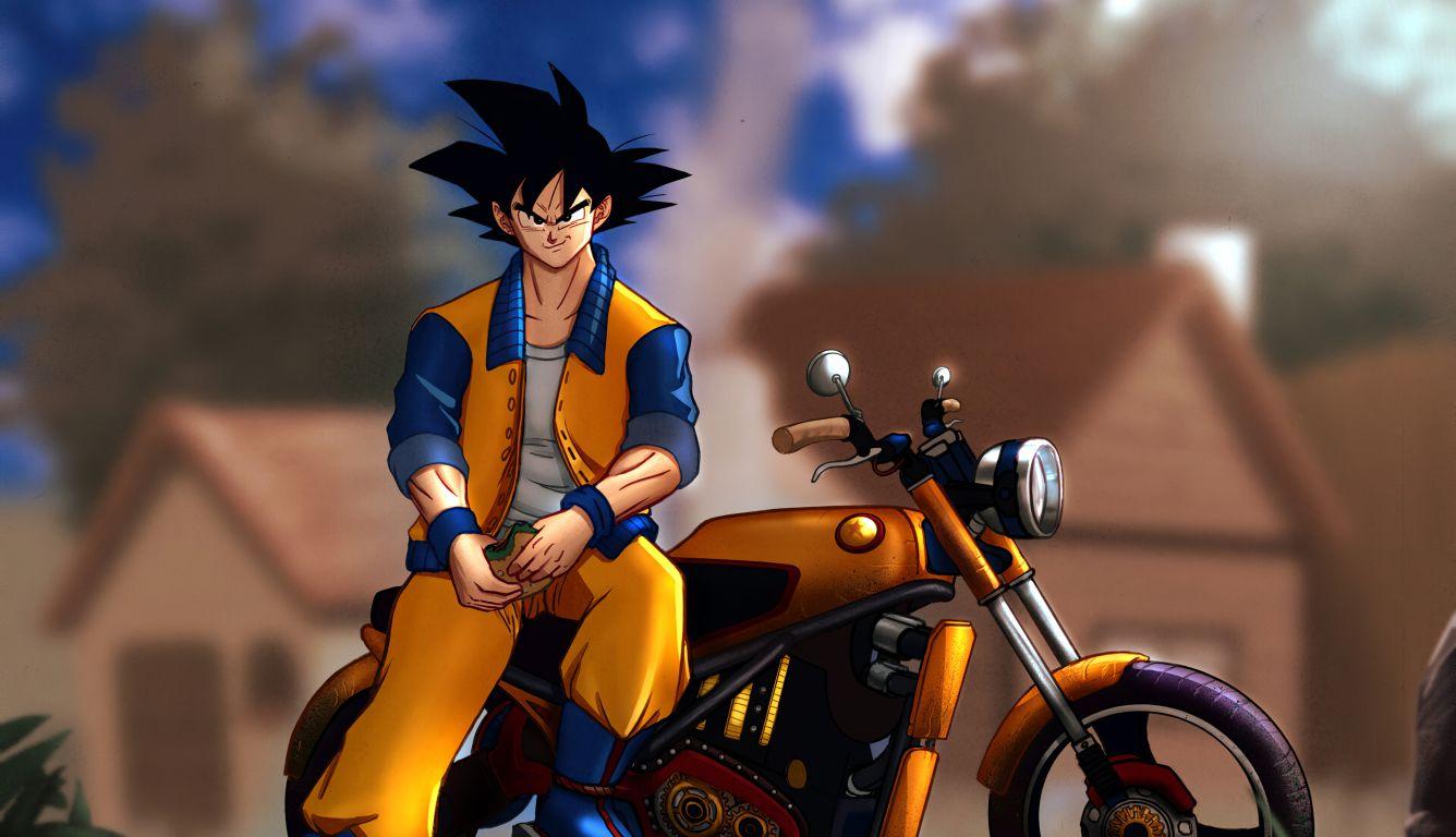 1336x768 Goku Motorcycle HD Laptop Wallpaper, HD Anime 4K Wallpaper, Image, Photo and Background
