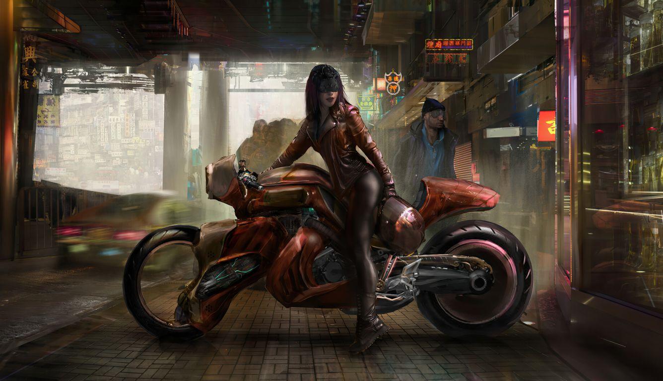 1336x768 Cyberpunk Girl Futuristic Motorcycle HD Laptop Wallpaper, HD Fantasy 4K Wallpaper, Image, Photo and Background