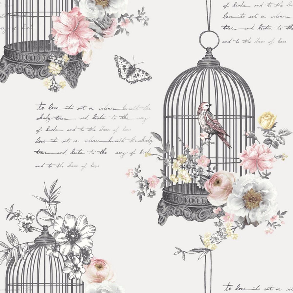 1200x1200 Diamond Birdcage Wallpaper Neutral Arthouse 259700. Birdcage wallpaper, Pattern wallpaper, Vintage bird cage